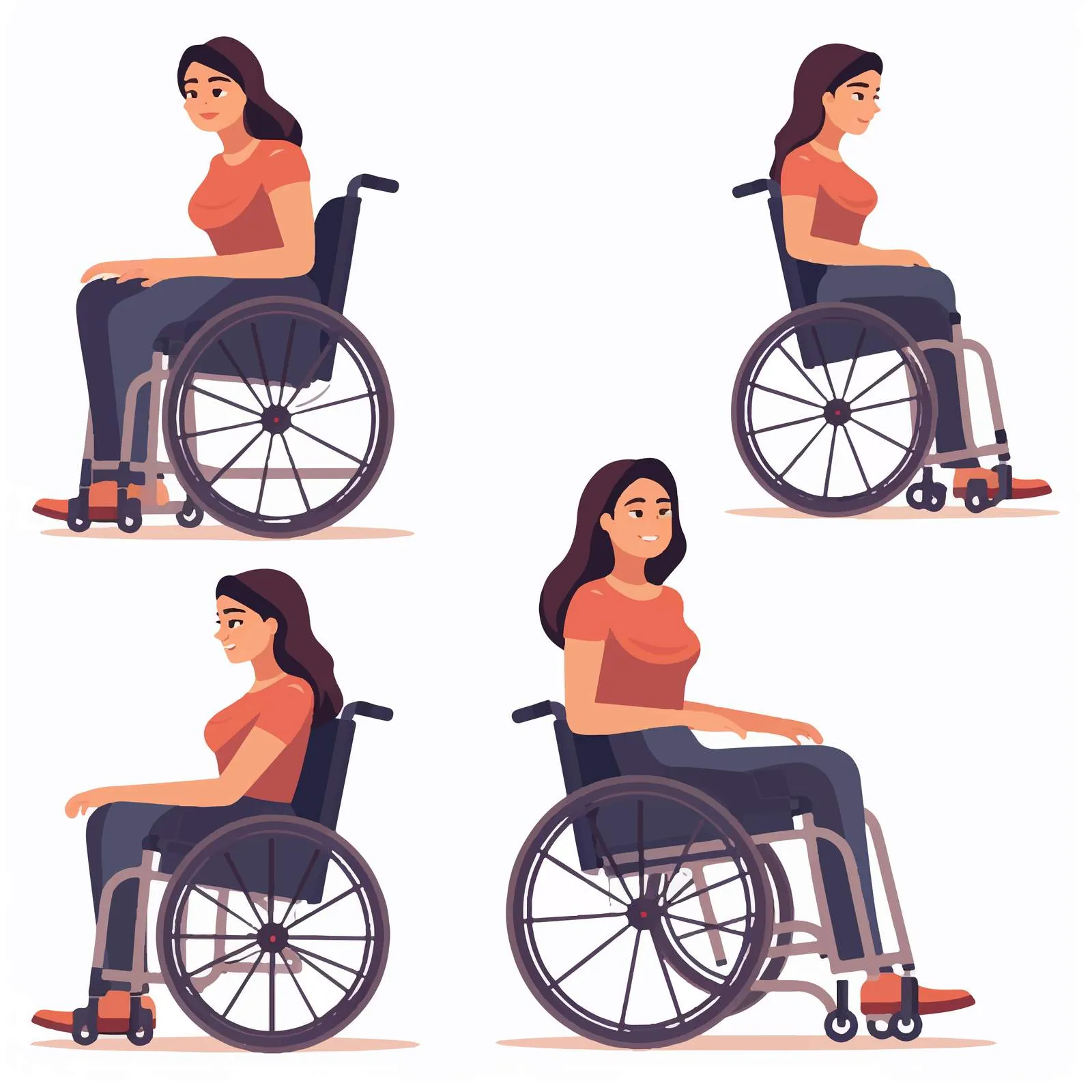 Smiling Young Woman in Wheelchair on White Background — free download from Dotvec