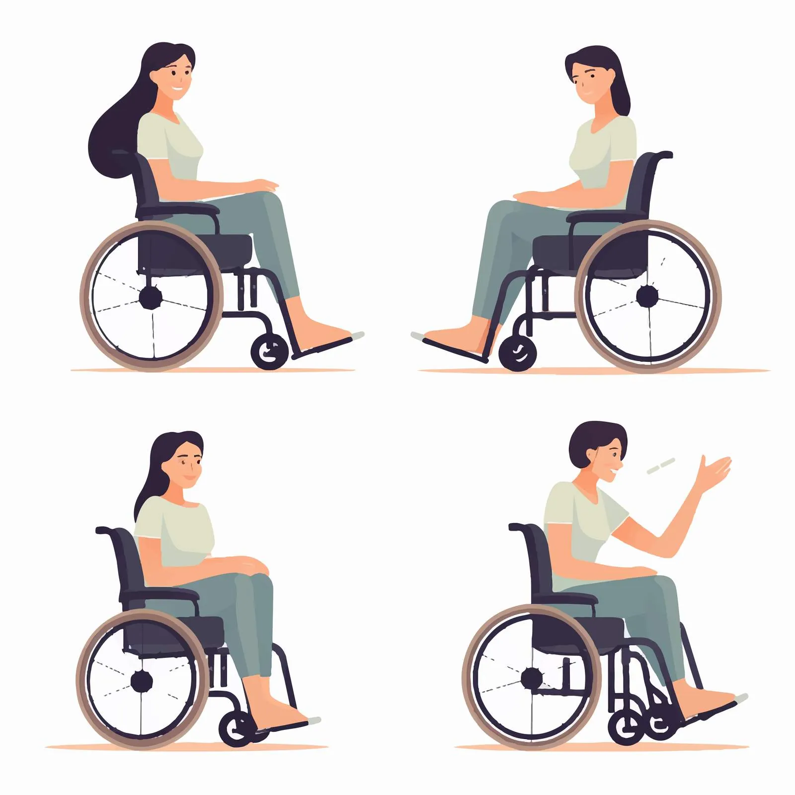 Smiling Young Woman in Wheelchair on White Background — free download from Dotvec