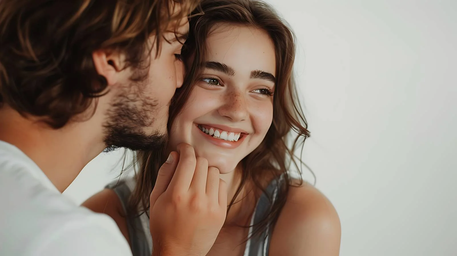 Affectionate Couple, Smiling Woman Looking On — free download from Dotvec