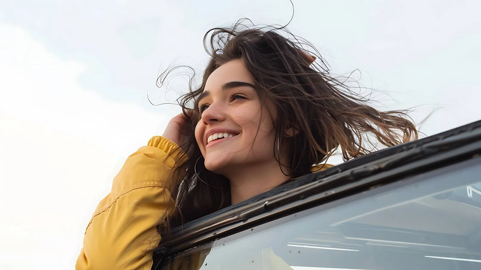 Joyful Woman in Sunroof — free download from Dotvec