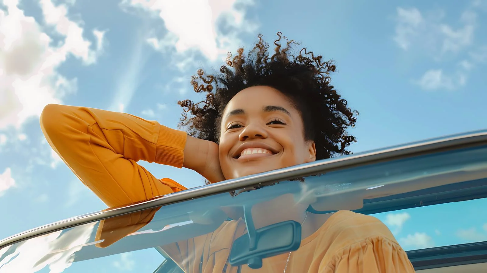 Joyful Woman Sunroof Car View — free download from Dotvec