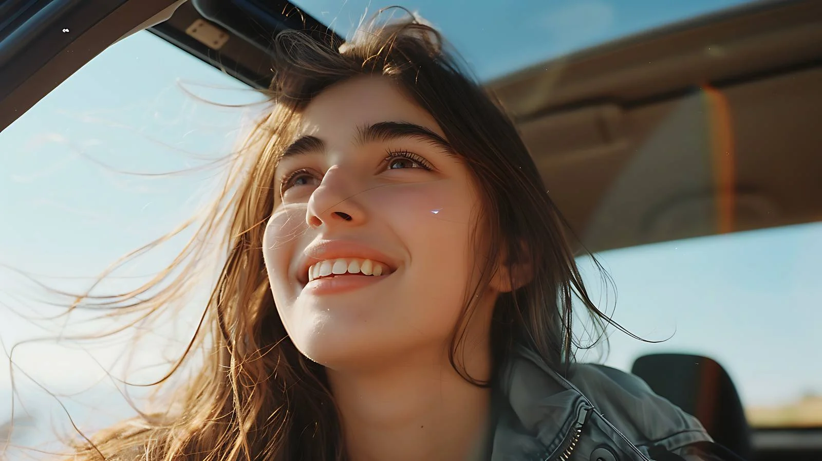 Joyful Woman Sunroof Car View – free sunroof image from Dotvec