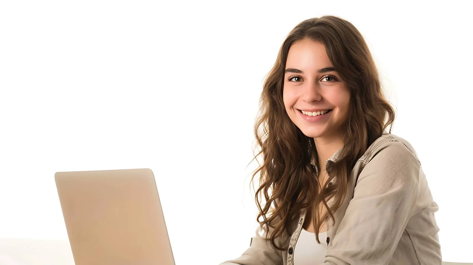 Young Woman Using Laptop in Cafe — free download from Dotvec