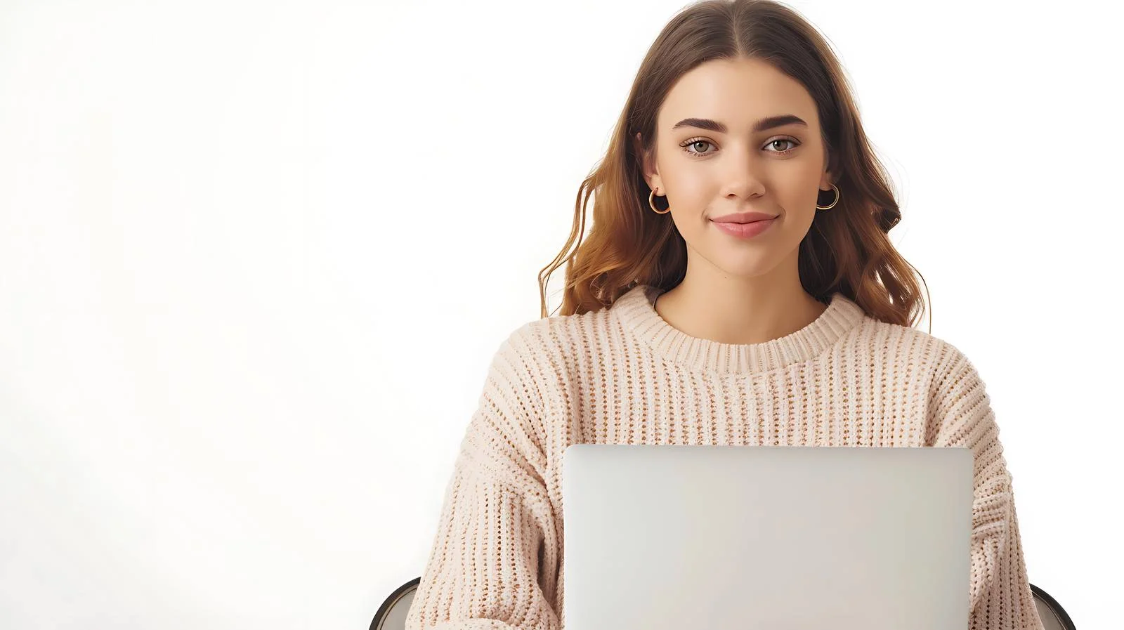 Young Woman Using Laptop in Cafe — free download from Dotvec