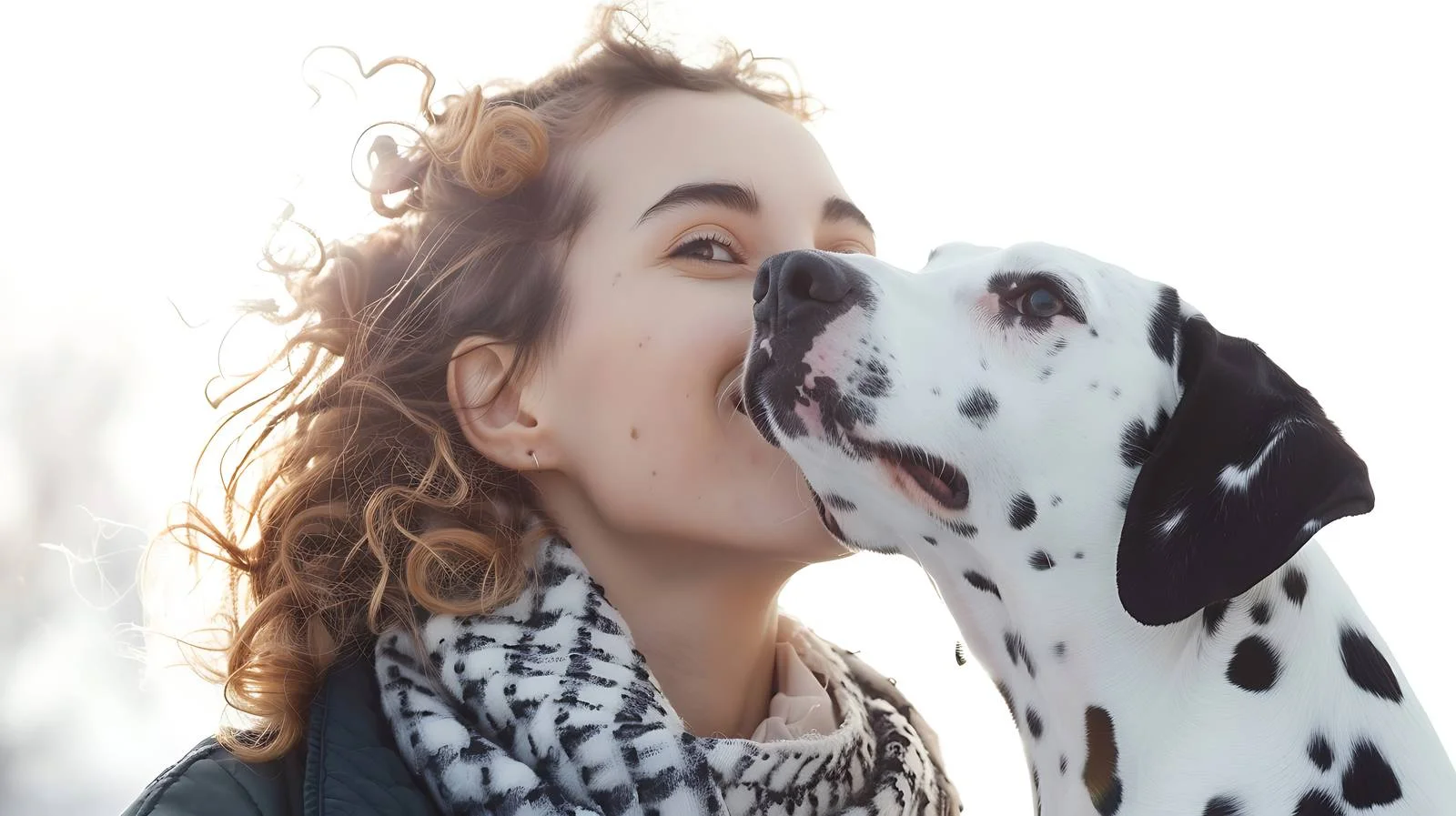 Happy Woman with Dalmatian Dog Outdoors — free download from Dotvec
