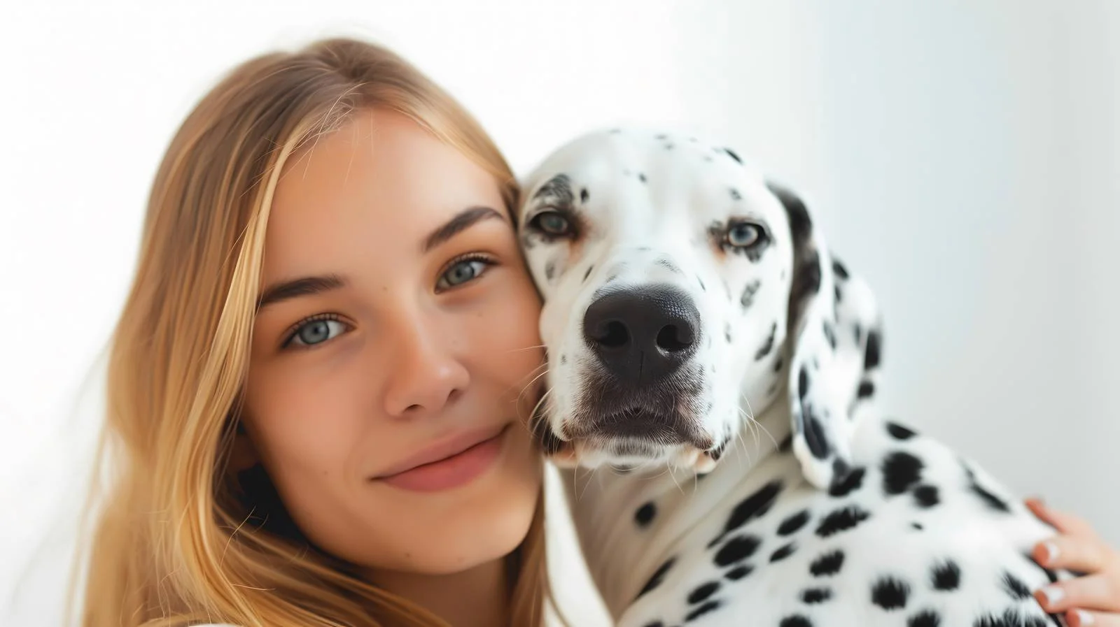 Joyful Woman & Dalmatian in Sunlight — free download from Dotvec
