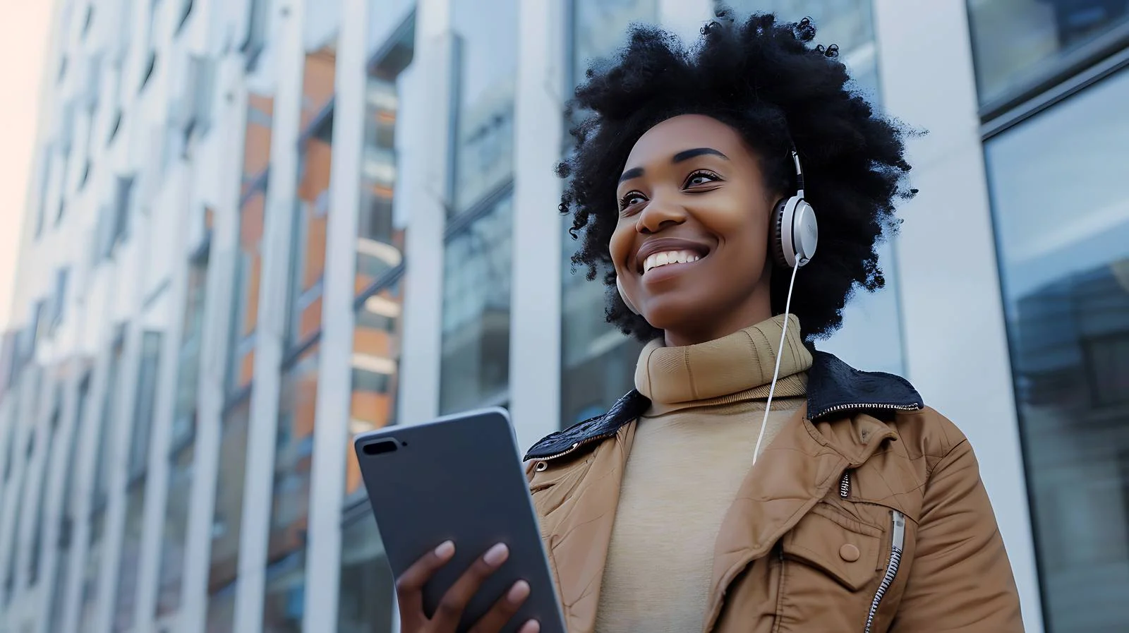 Happy Woman with Headphones and Smartphone — free download from Dotvec