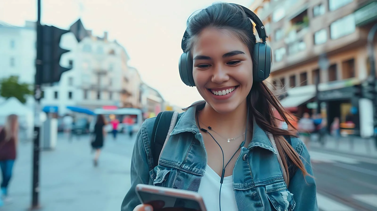 Joyful Woman with Tech Accessories — free download from Dotvec