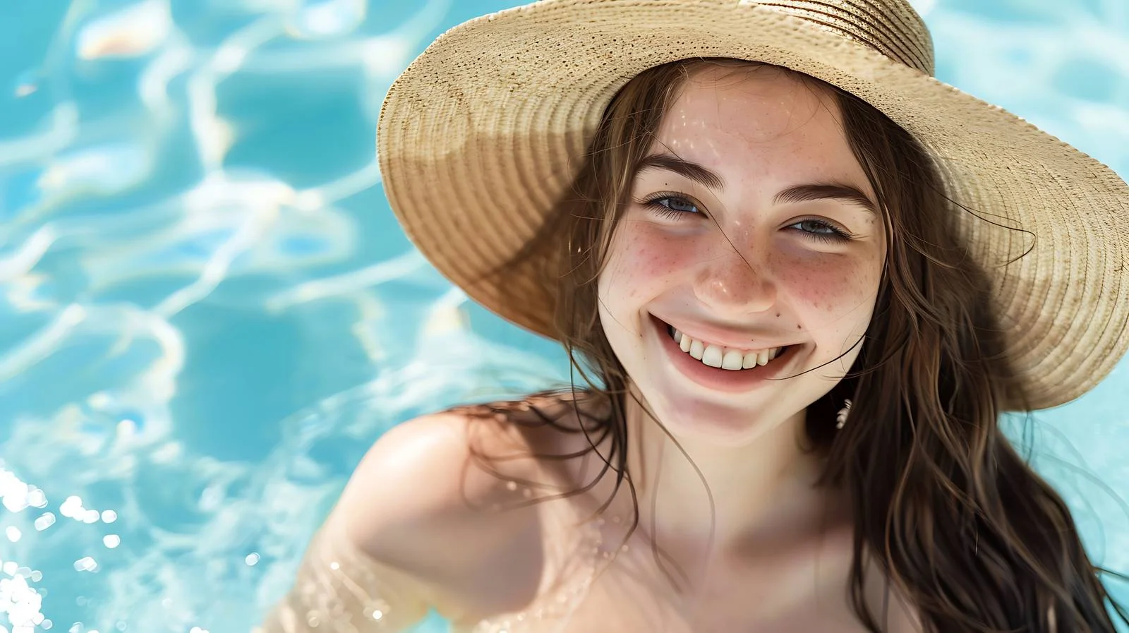 Cheerful Woman by Poolside — free download from Dotvec