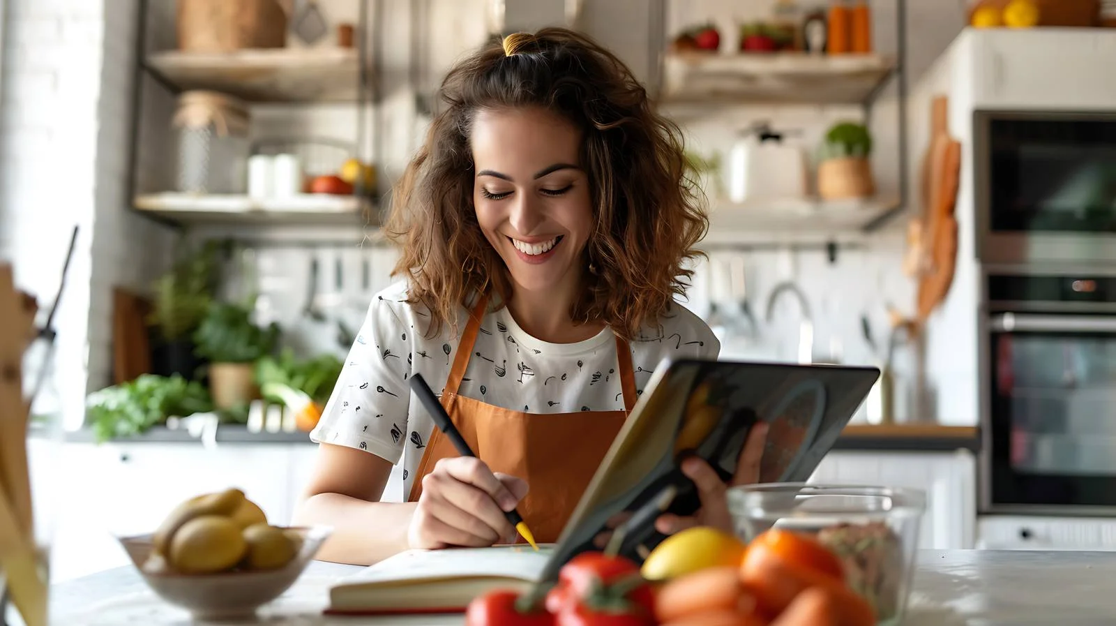 Young Woman Writing Recipe in Book — free download from Dotvec