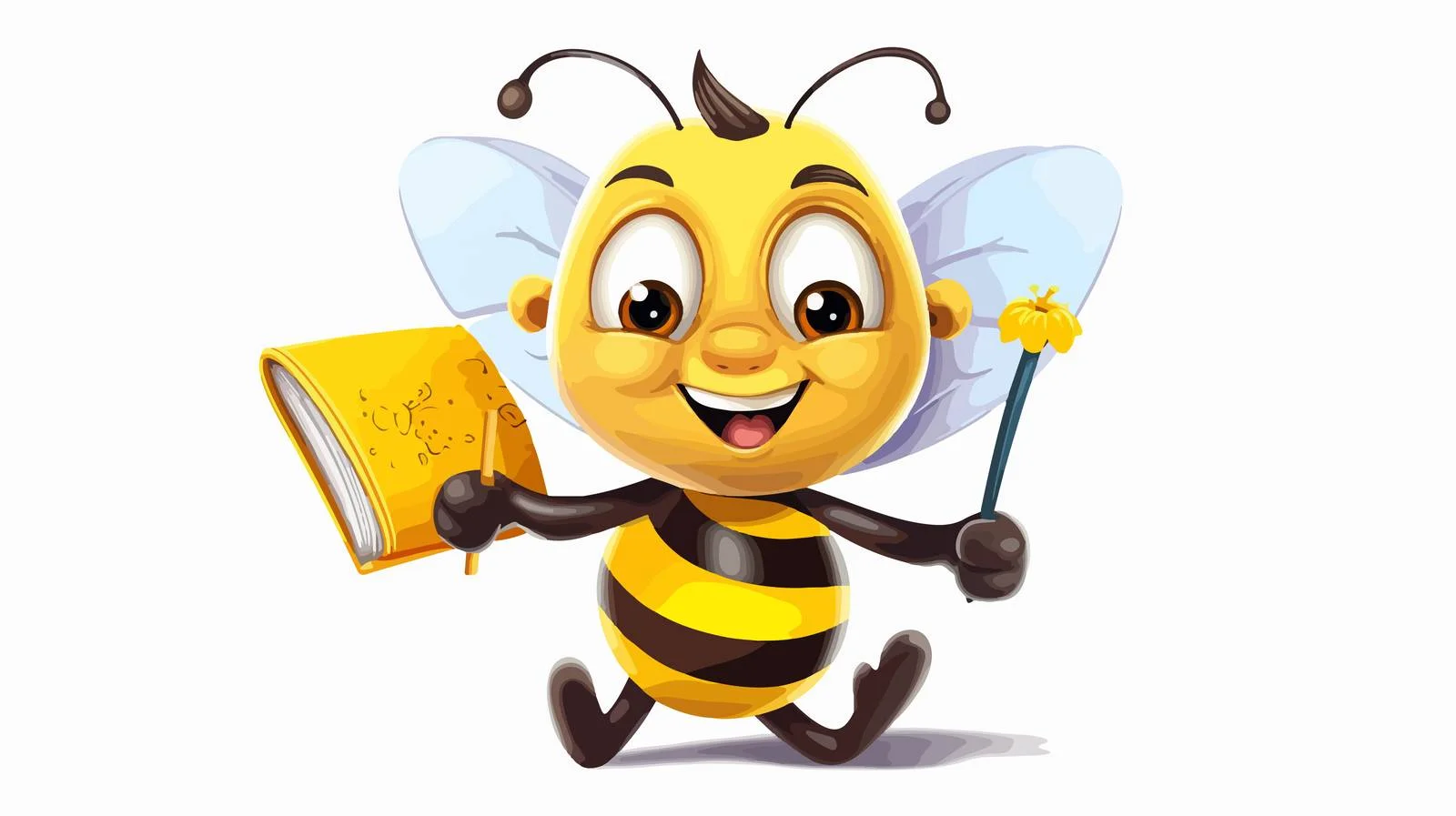 Cheerful Cartoon Bee on White Background — free download from Dotvec