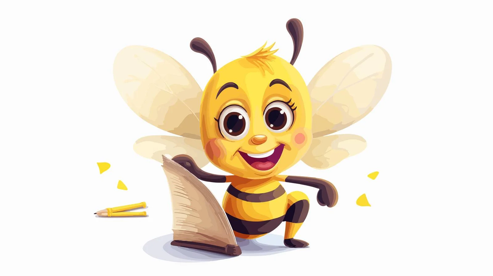 Cheerful Cartoon Bee on White Background — free download from Dotvec