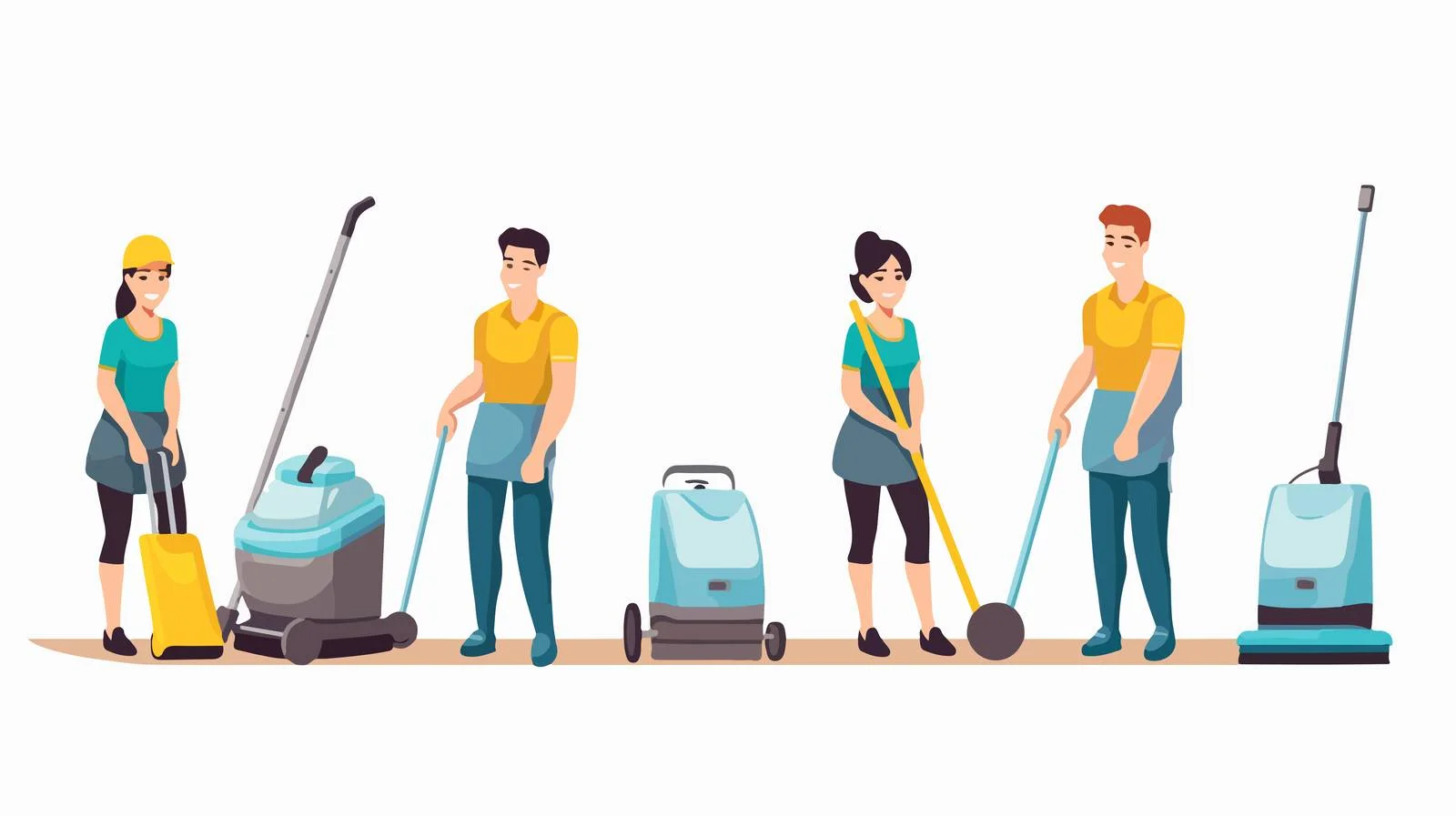 Joyful male and female cleaning crew — free download from Dotvec