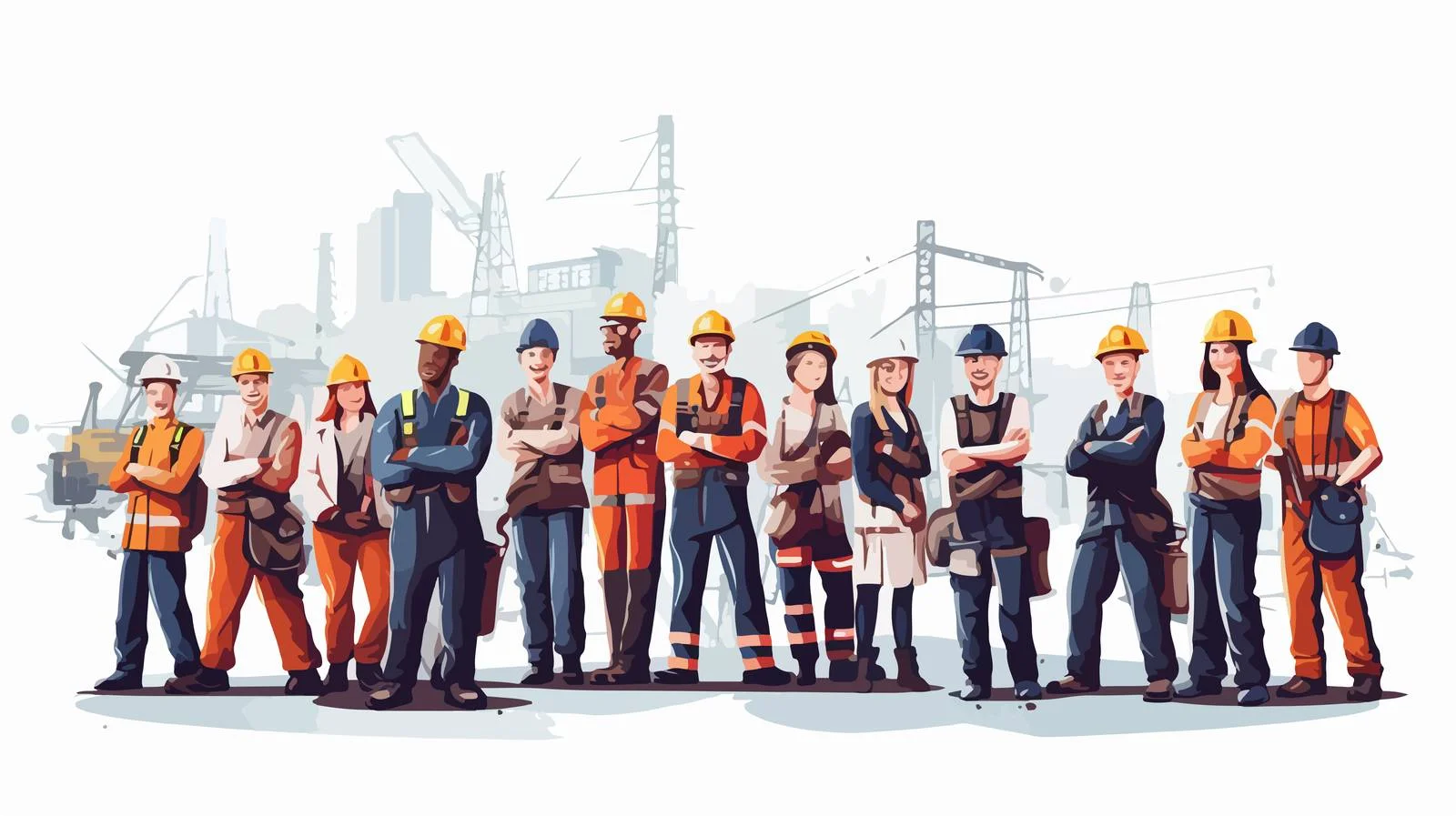 Happy industrial workers and engineers — free download from Dotvec