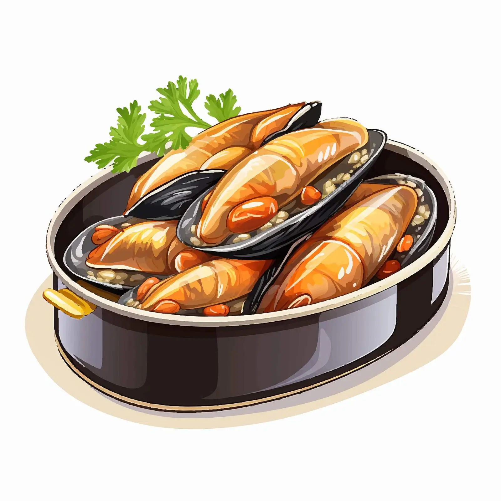 Smoked Mussels in Sardine Can Illustration — free download from Dotvec
