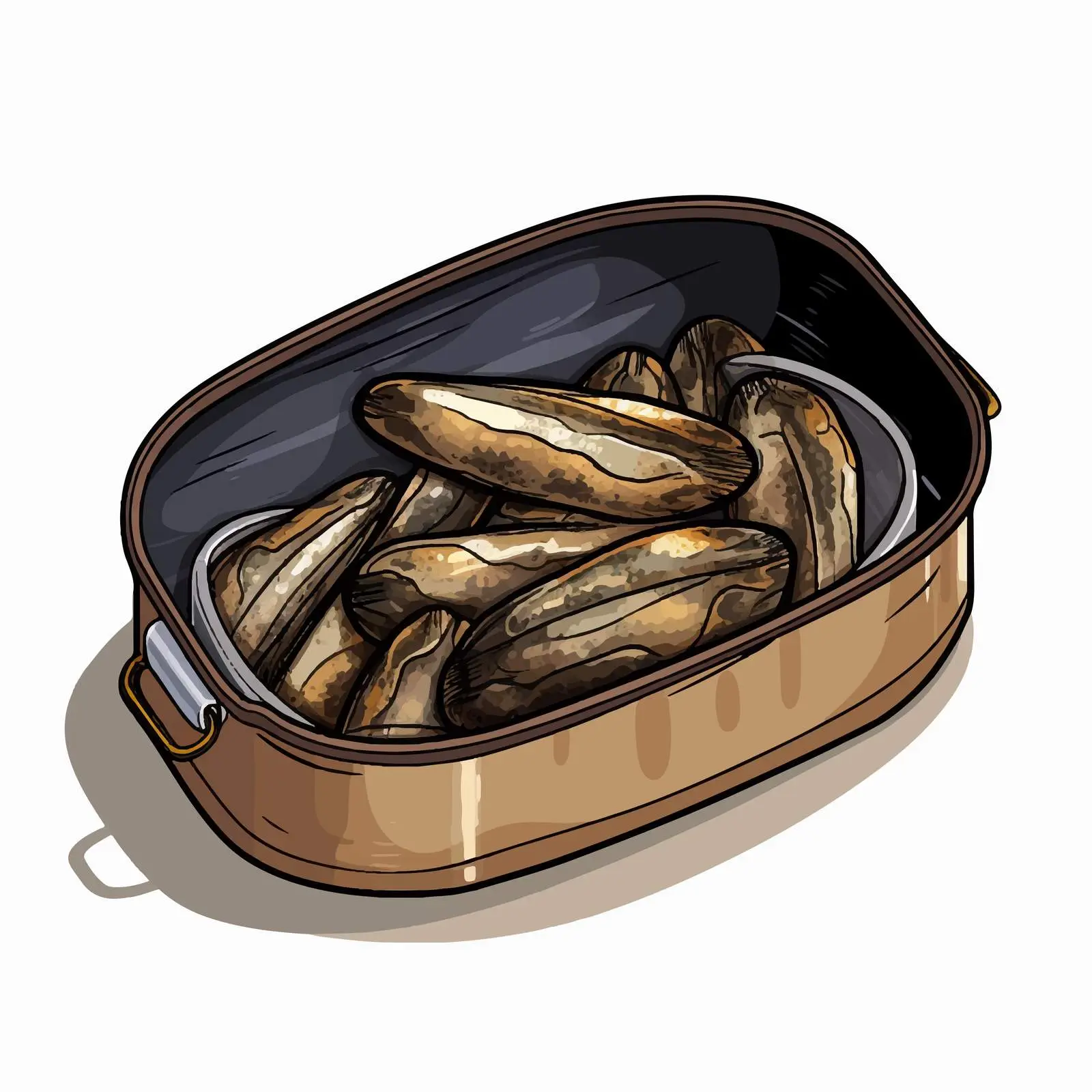 Smoked Mussels in Sardine Can Illustration — free download from Dotvec