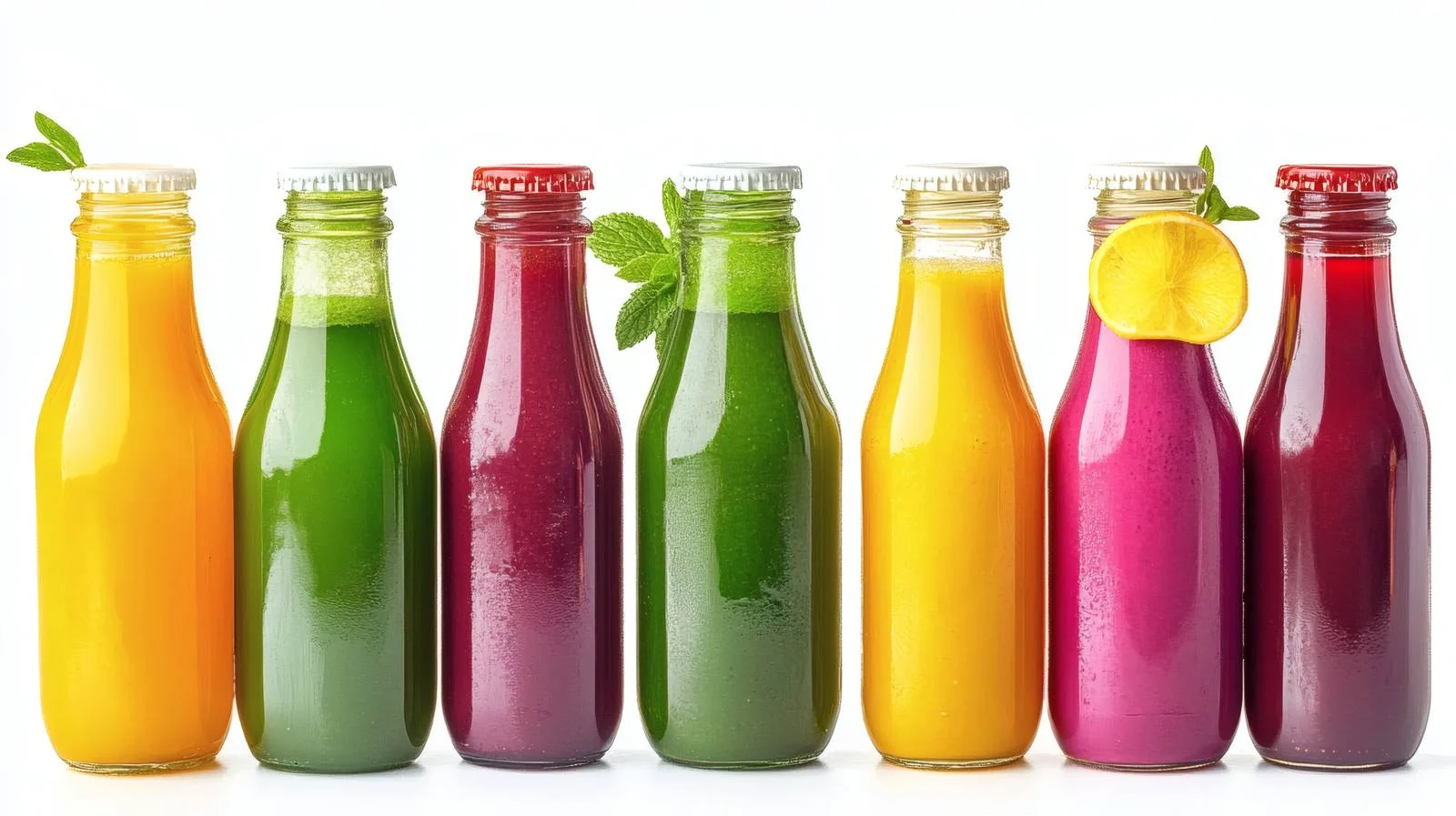 Assorted Bottled Smoothies on White Background — free download from Dotvec