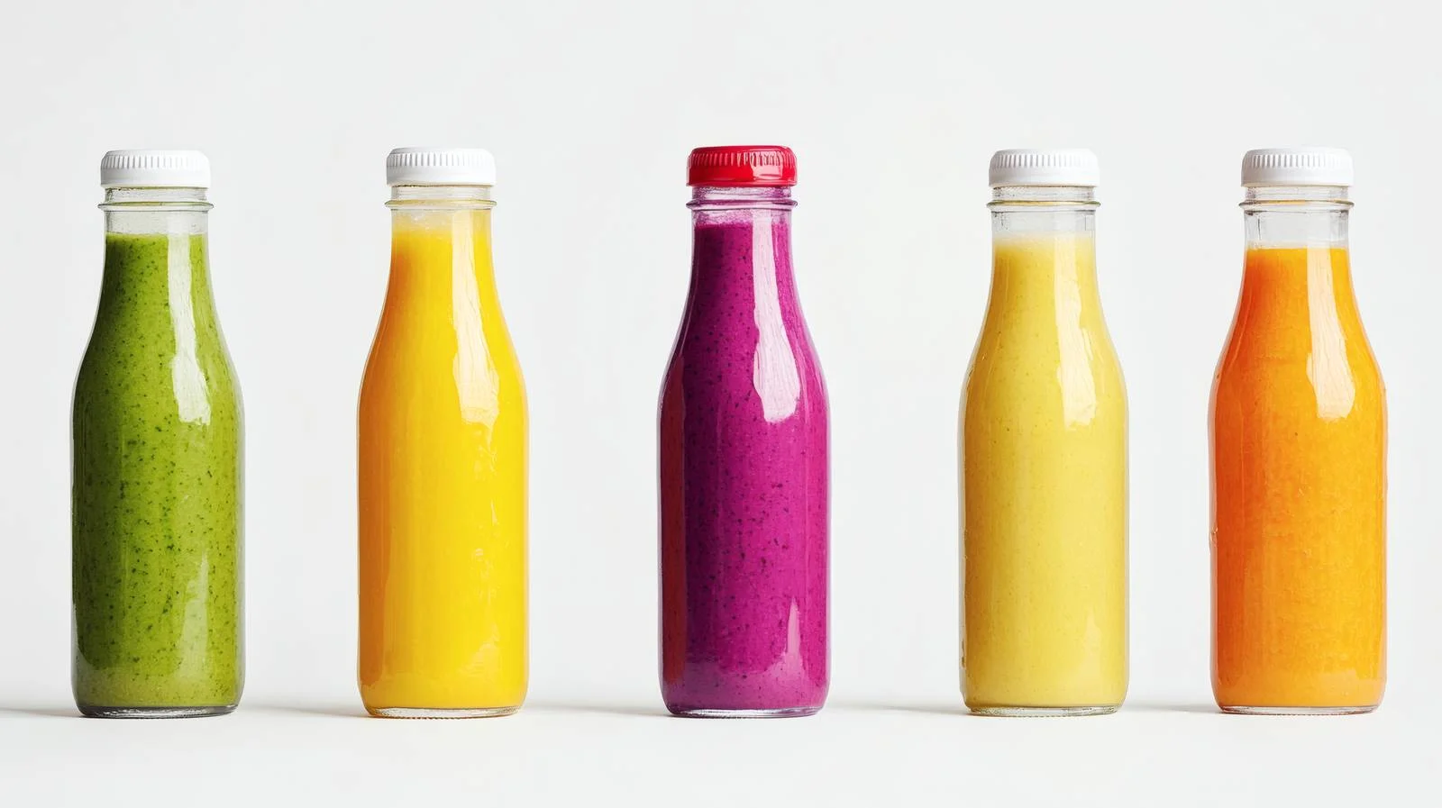 Assorted Bottled Smoothies on White Background — free download from Dotvec