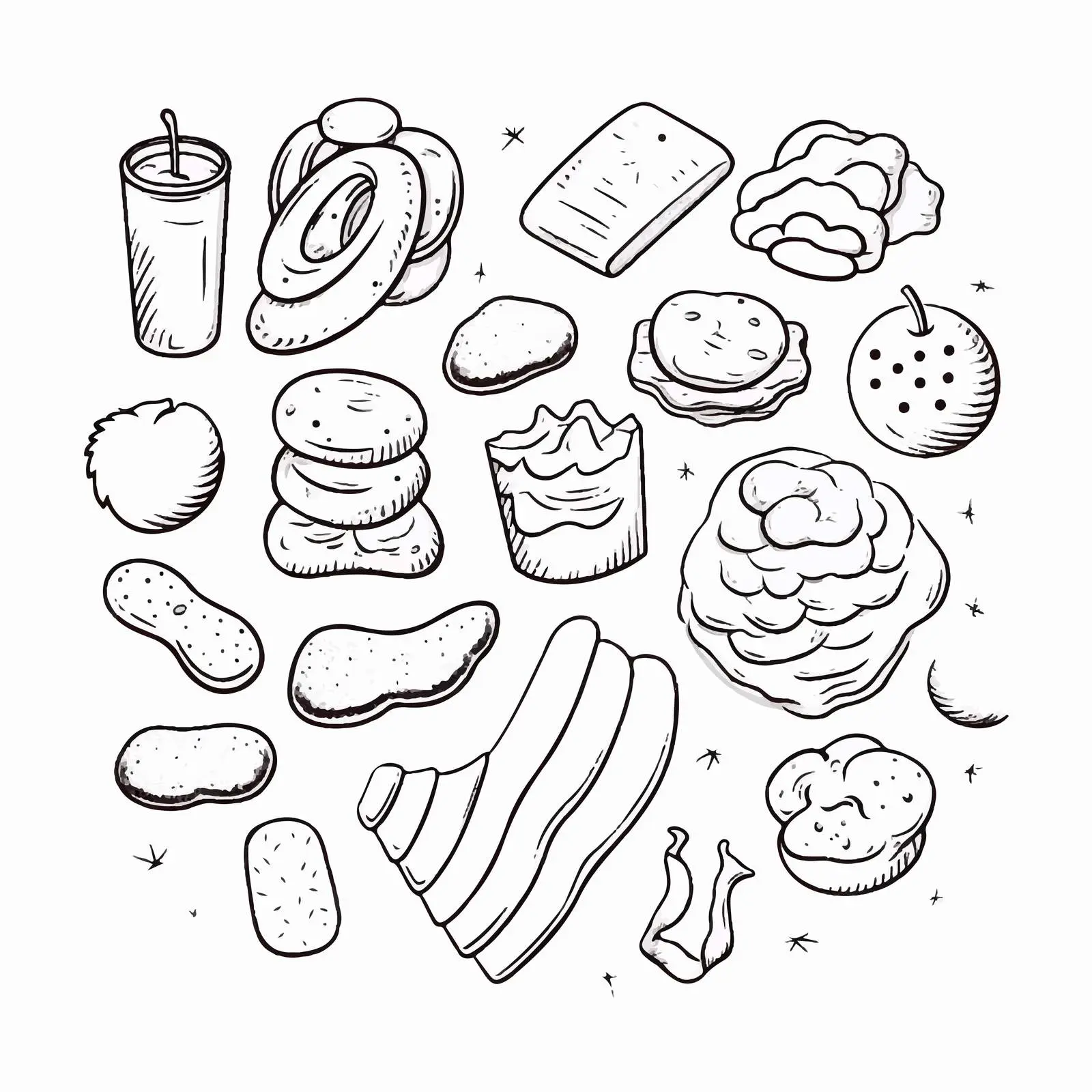Snack Outline Vector Illustration on White Background — free download from Dotvec