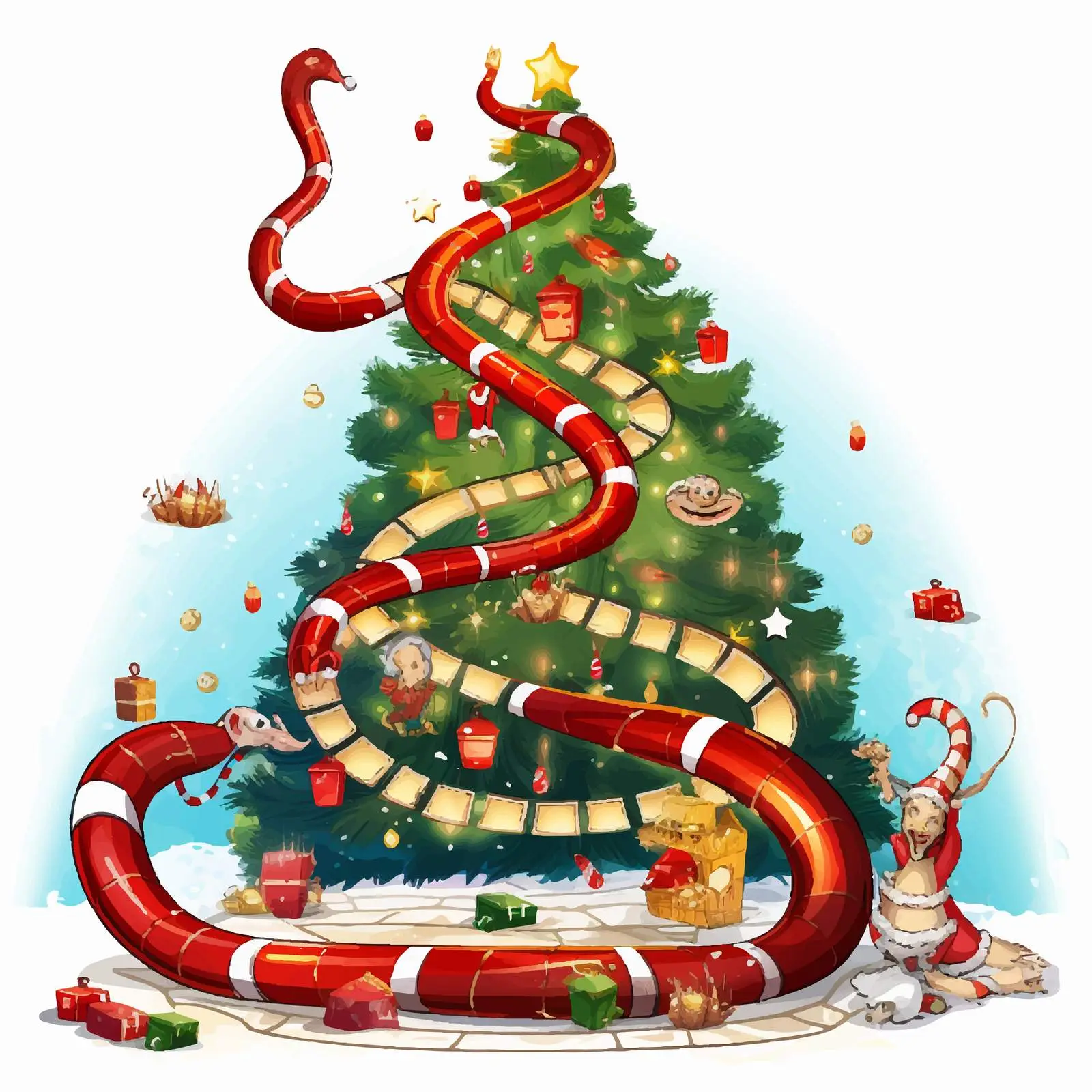 Christmas Themed Snake and Ladders Game Vector — free download from Dotvec