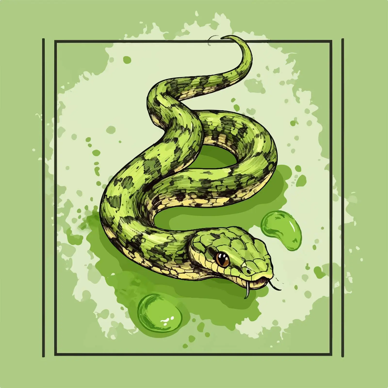 Hand-Drawn Snake Sketch on Green Background — free download from Dotvec