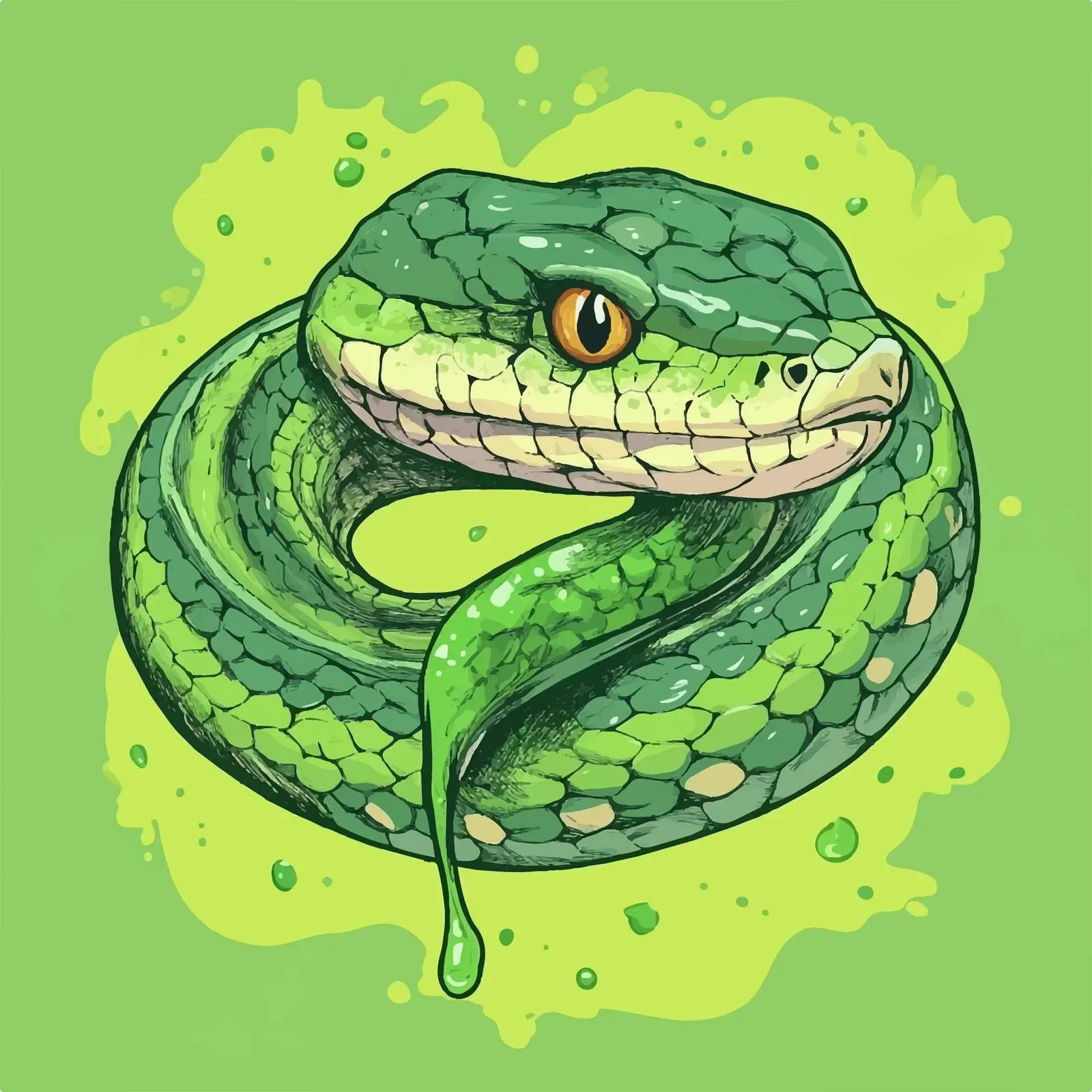 Hand-Drawn Snake Sketch on Green Background — free download from Dotvec