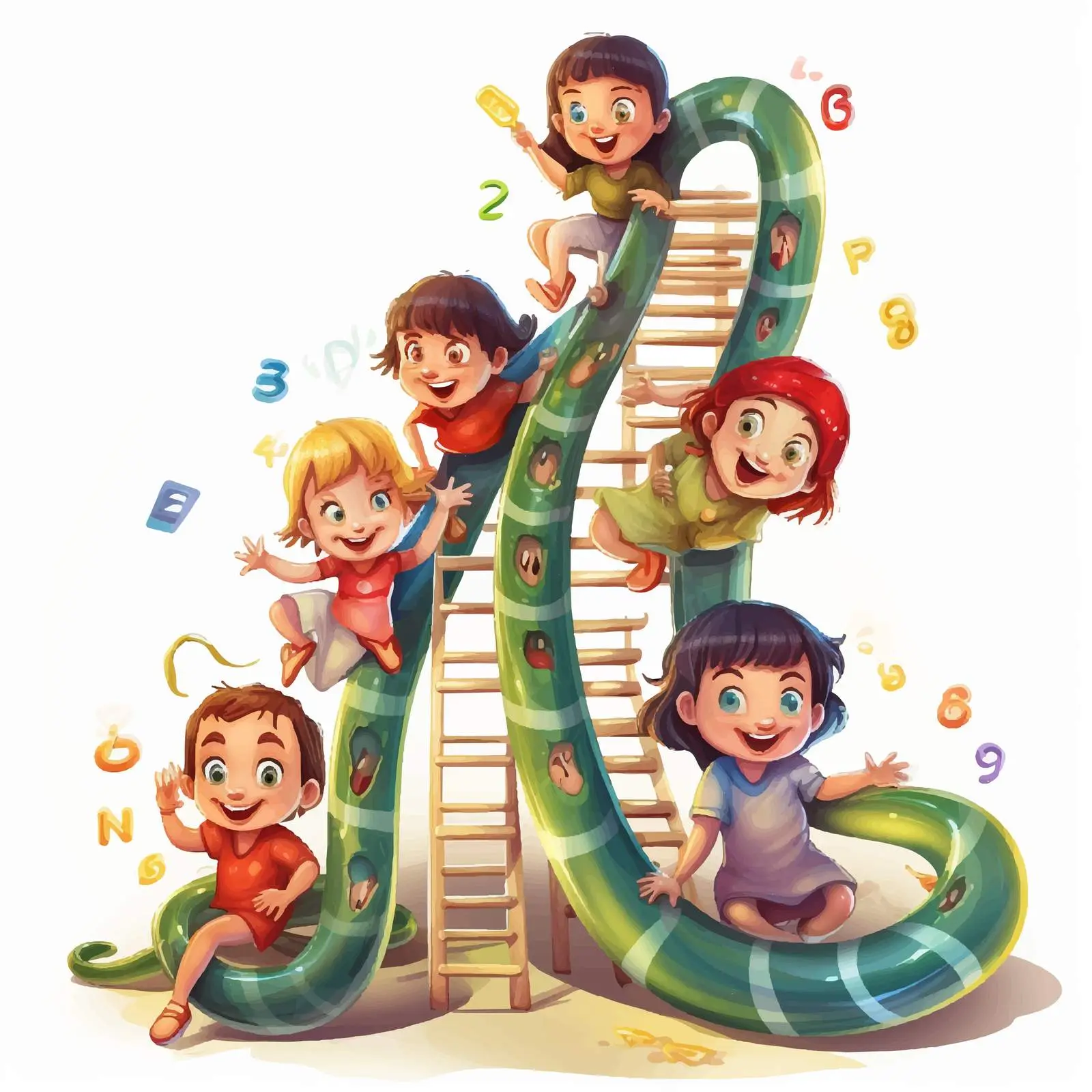 Children's Snake and Ladder Game Template – free gaming illustration image from Dotvec