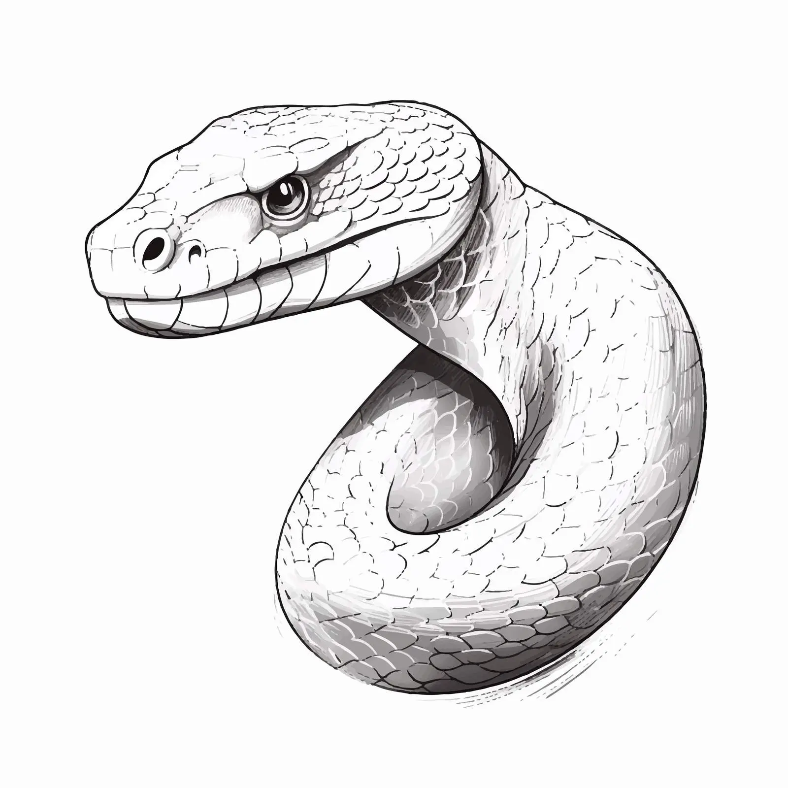 Cartoon Snake Sketch Outline Head Portrait — free download from Dotvec