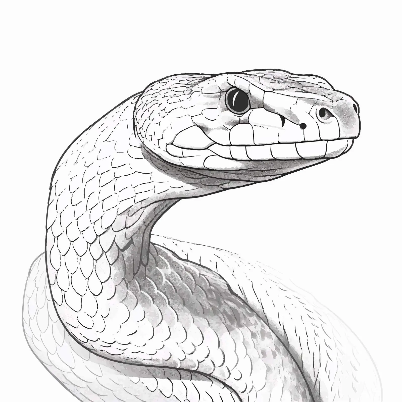 Cartoon Snake Sketch Outline Head Portrait — free download from Dotvec