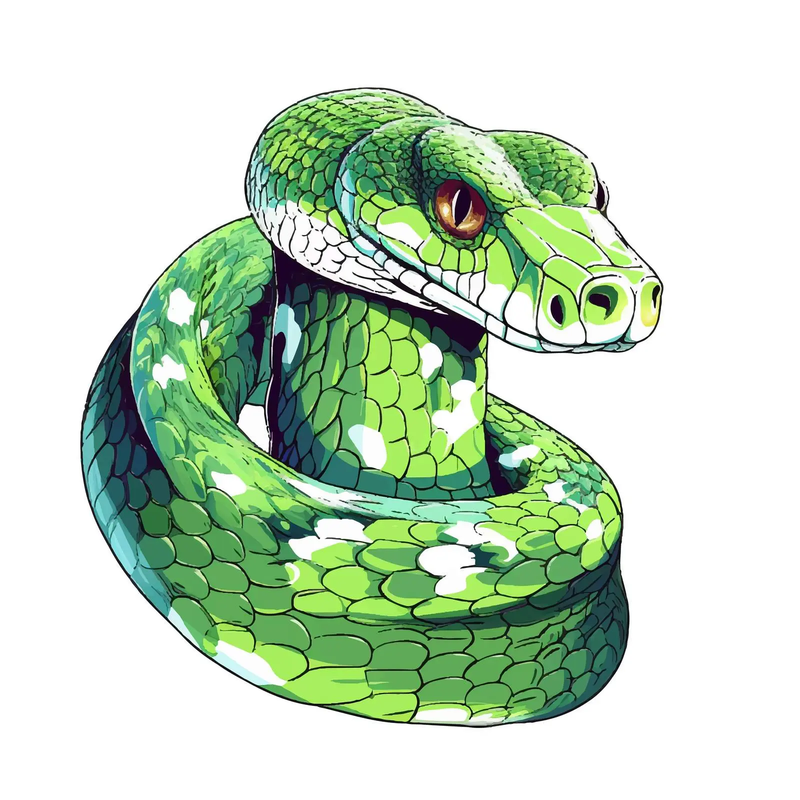 Colorful Cartoon Snake Sketch Outline Portrait — free download from Dotvec