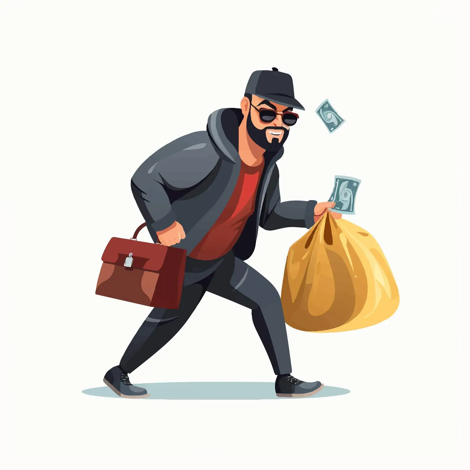 Thief with Gun Vector Art Illustration — free download from Dotvec