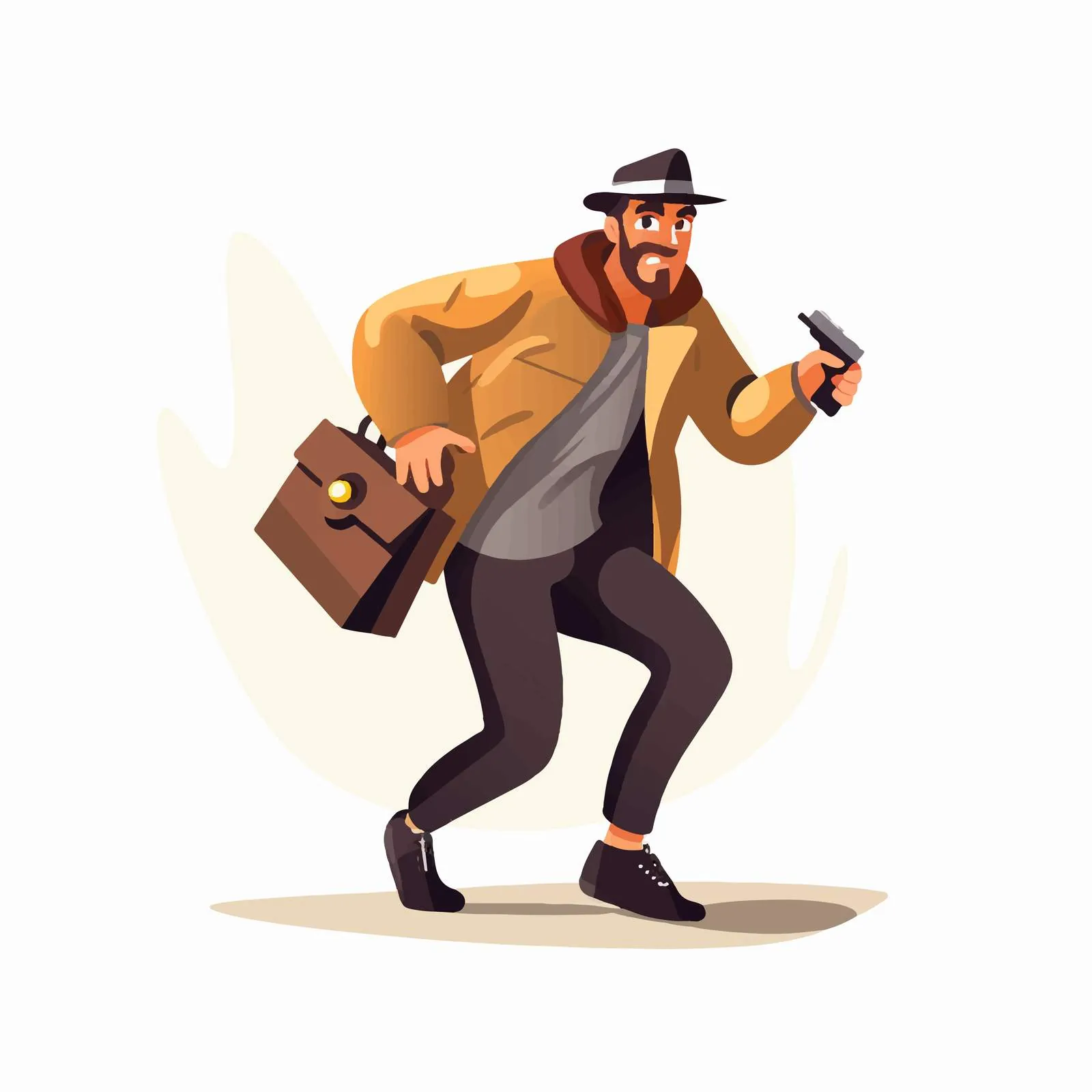 Sneaky Burglar Holding Gun Vector Illustration — free download from Dotvec