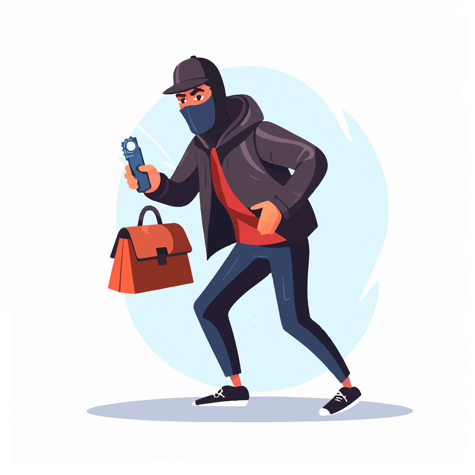 Sneaky Thief Holding Gun Vector Illustration – free threat image from Dotvec