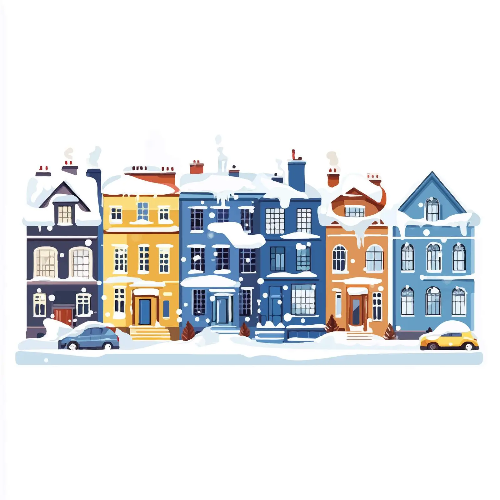 Snow-Covered Winter Residential Buildings — free download from Dotvec