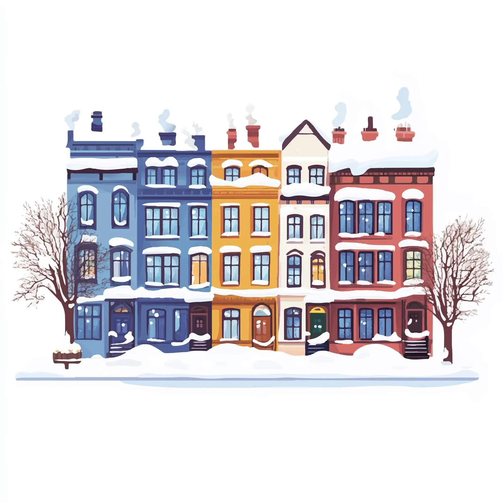 Snow Covered Residential Buildings in Winter — free download from Dotvec