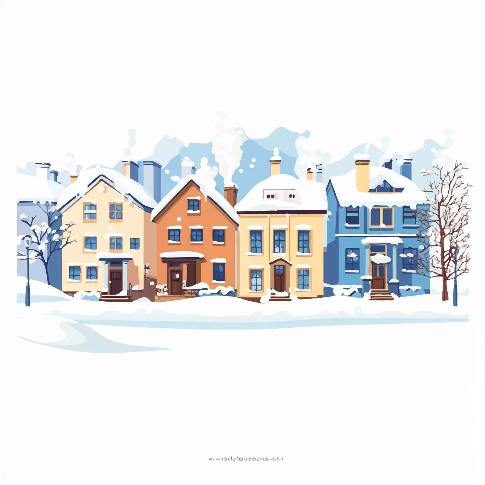 Snowy Winter Residential Buildings — free download from Dotvec