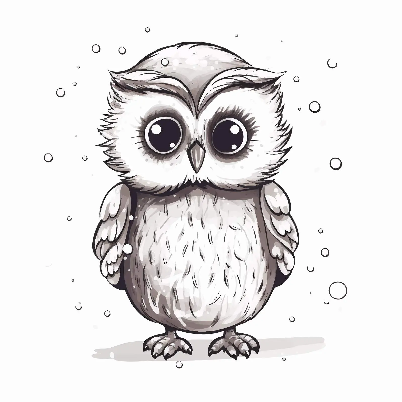 Hand-Drawn Owl with Snowflakes Vector Illustration — free download from Dotvec