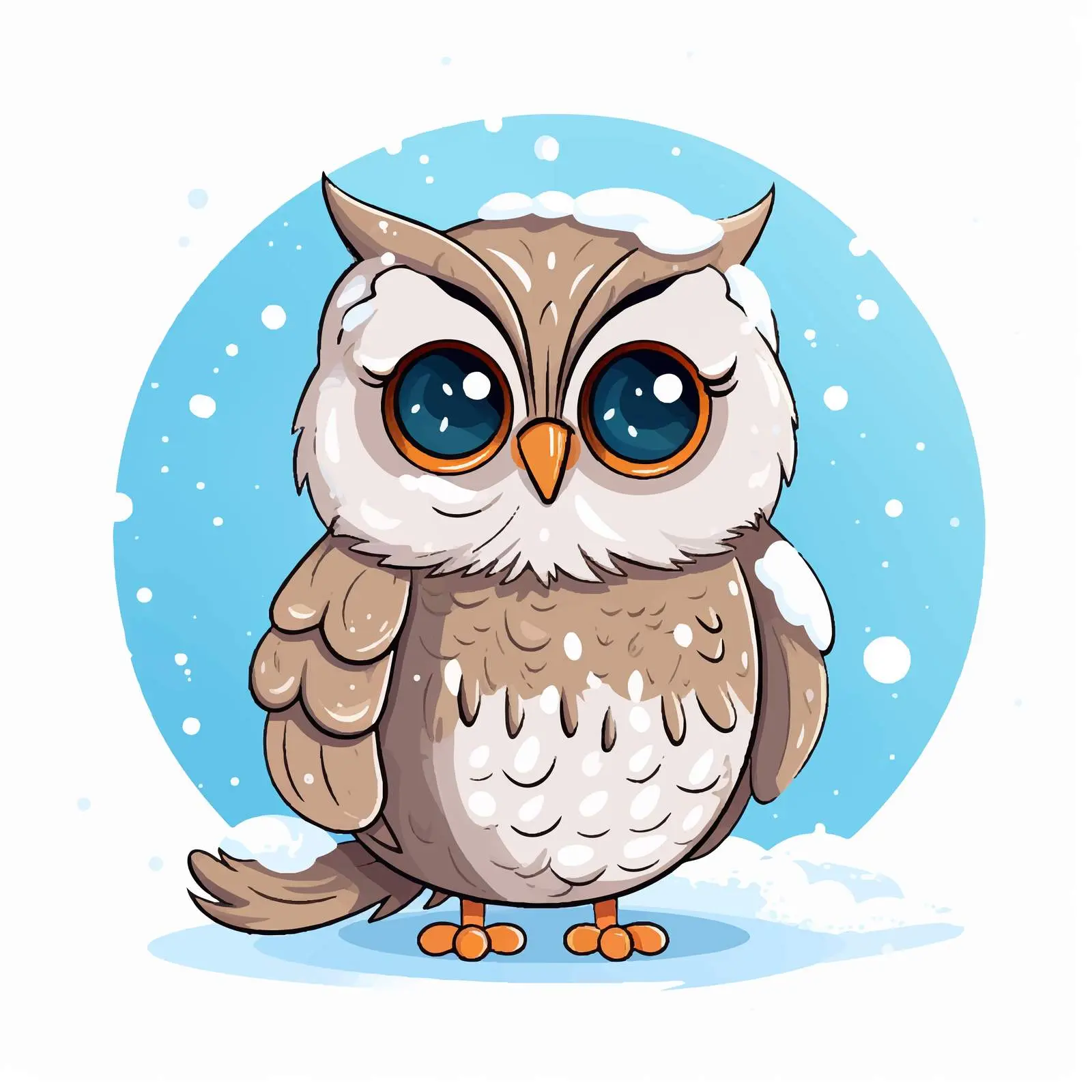 Hand Drawn Snow Owl with Snowflakes Vector — free download from Dotvec