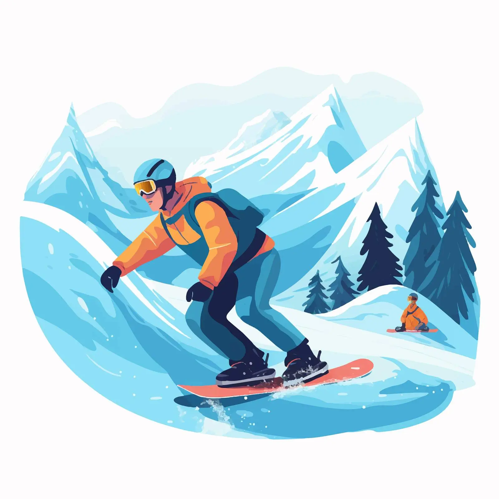 Snowboard Riders on Winter Mountain Slope – free snowboarding image from Dotvec