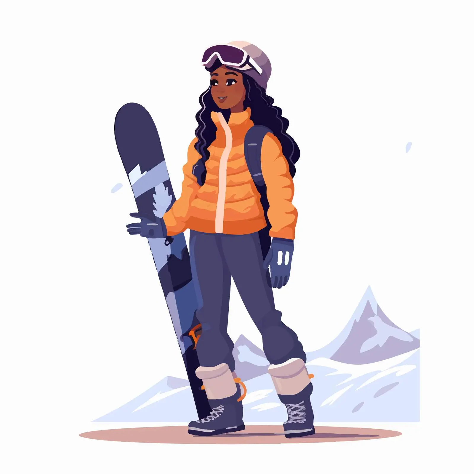 Snowboarder Holding Snowboard in Winter Landscape – free action pose image from Dotvec