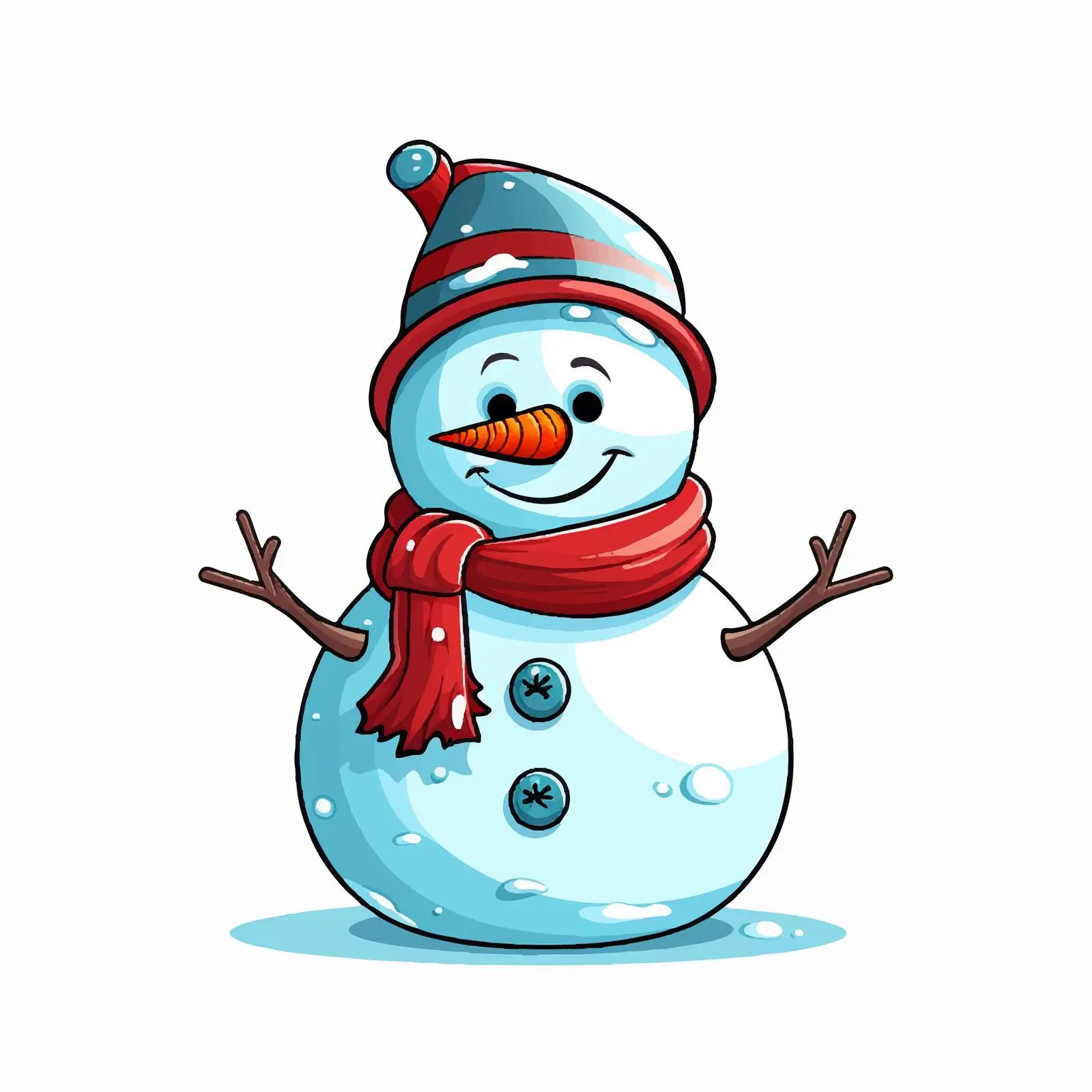 Happy Snowman Cartoon Vector Illustration — free download from Dotvec