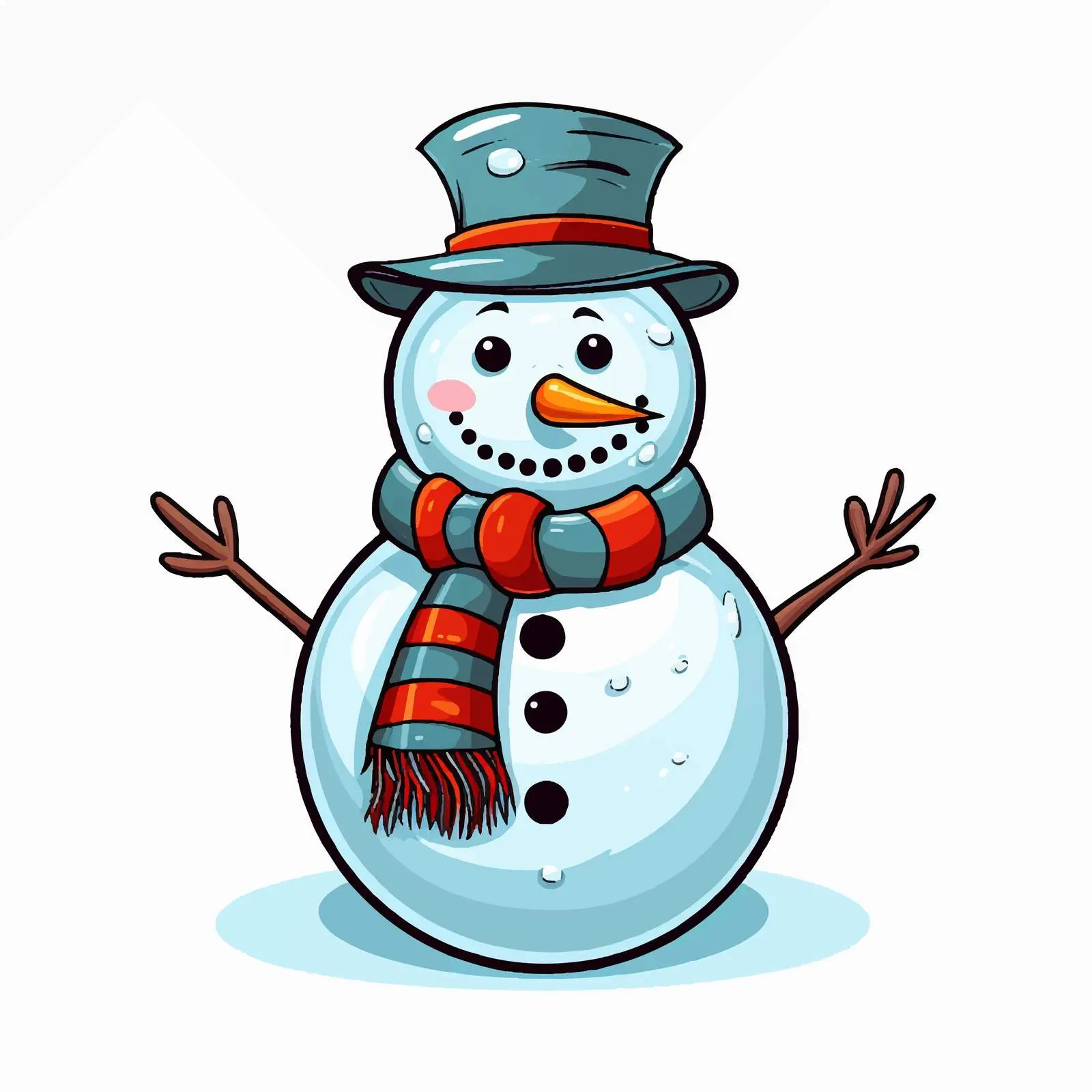 Happy Faced Cartoon Snowman Vector Illustration — free download from Dotvec