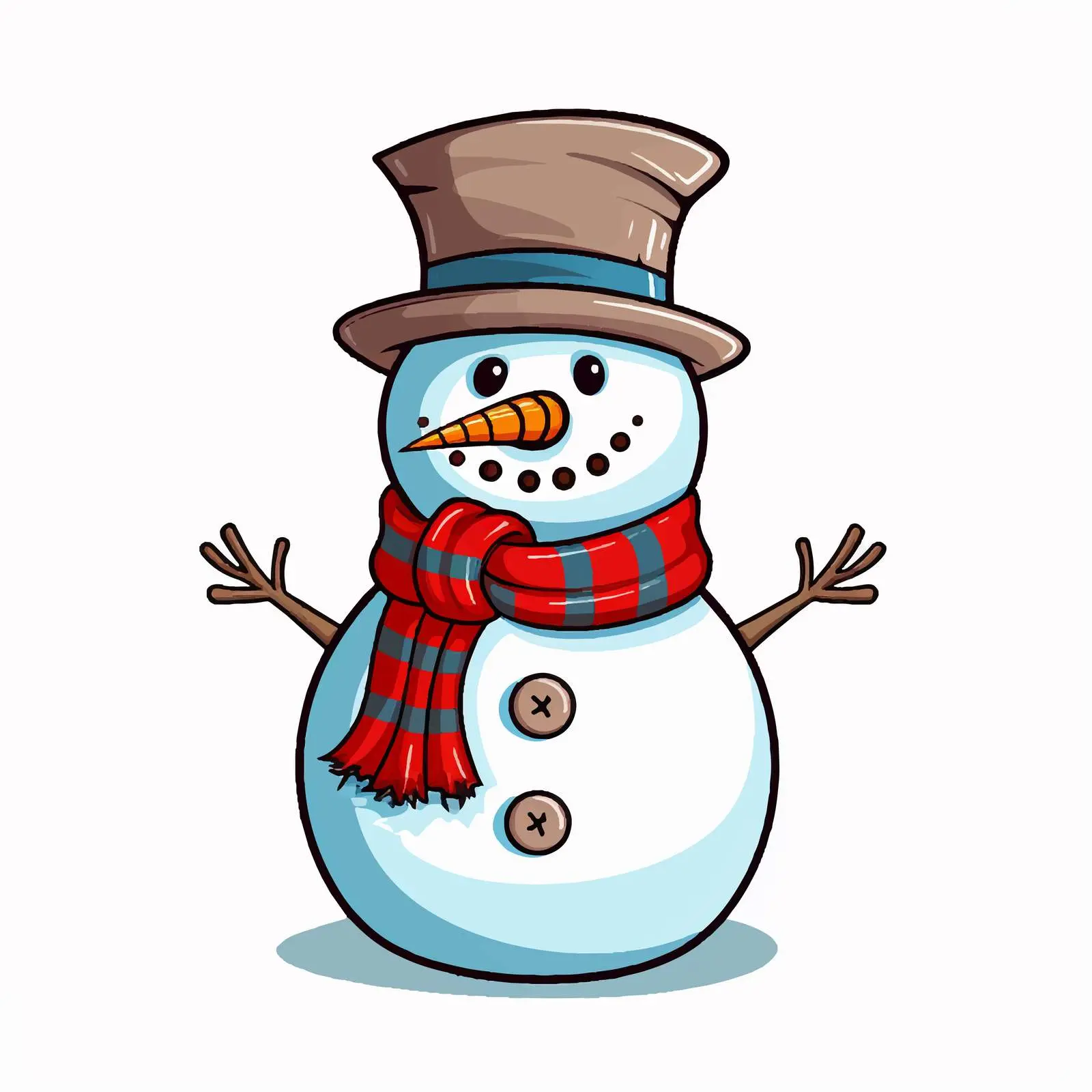 Happy Cartoon Snowman Vector Illustration – free frosty image from Dotvec