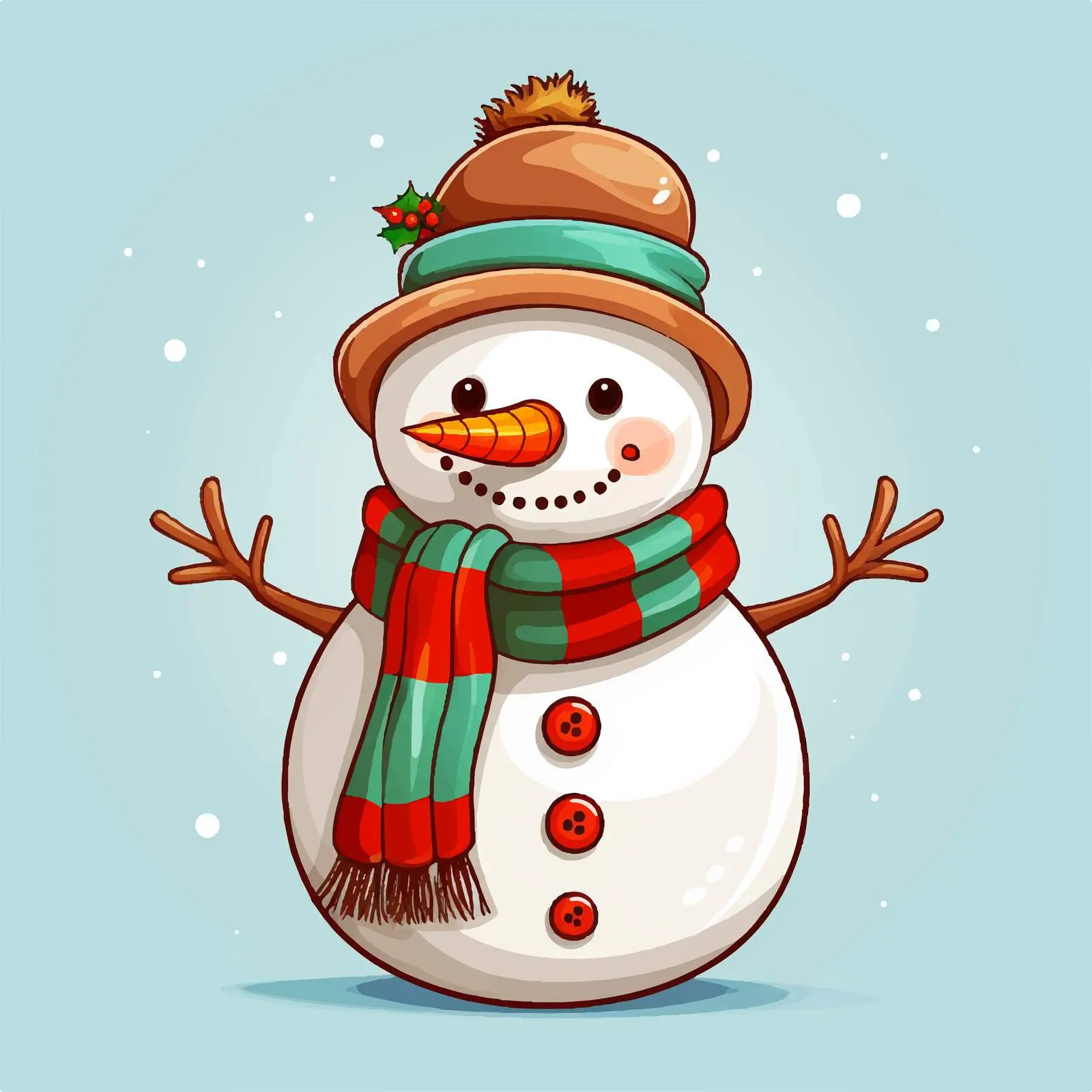 Cartoon Snowman Christmas Theme Vector Illustration – free warm wishes image from Dotvec