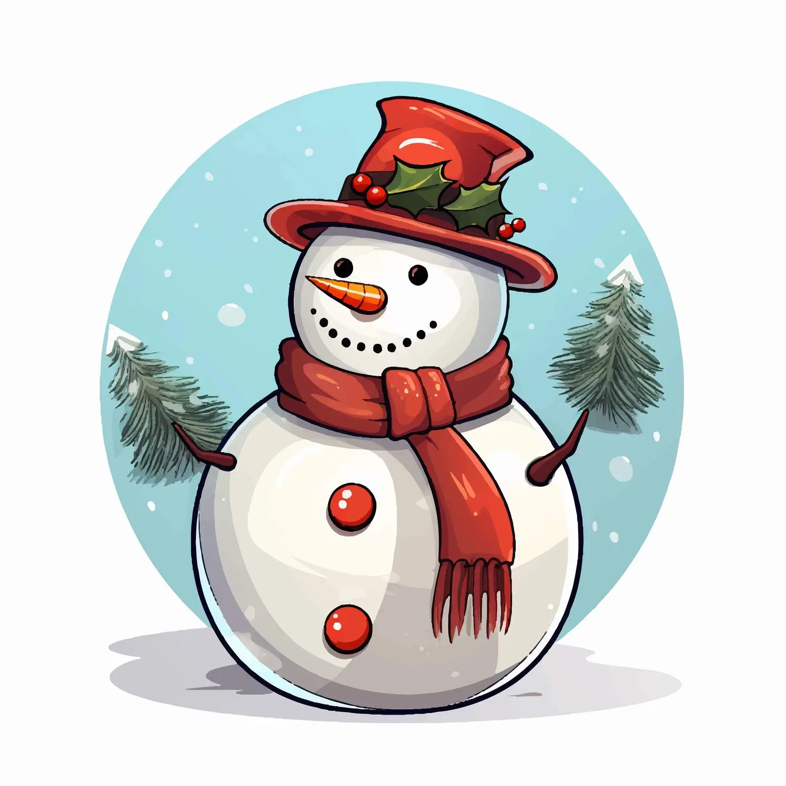 Cartoon Snowman Christmas Theme Vector Illustration — free download from Dotvec