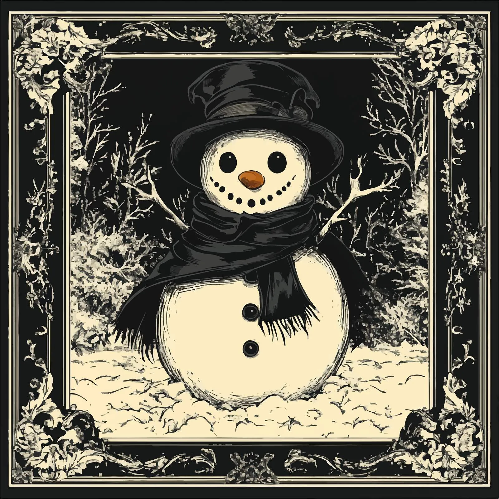 Snowman Vector Silhouette Illustration Art — free download from Dotvec