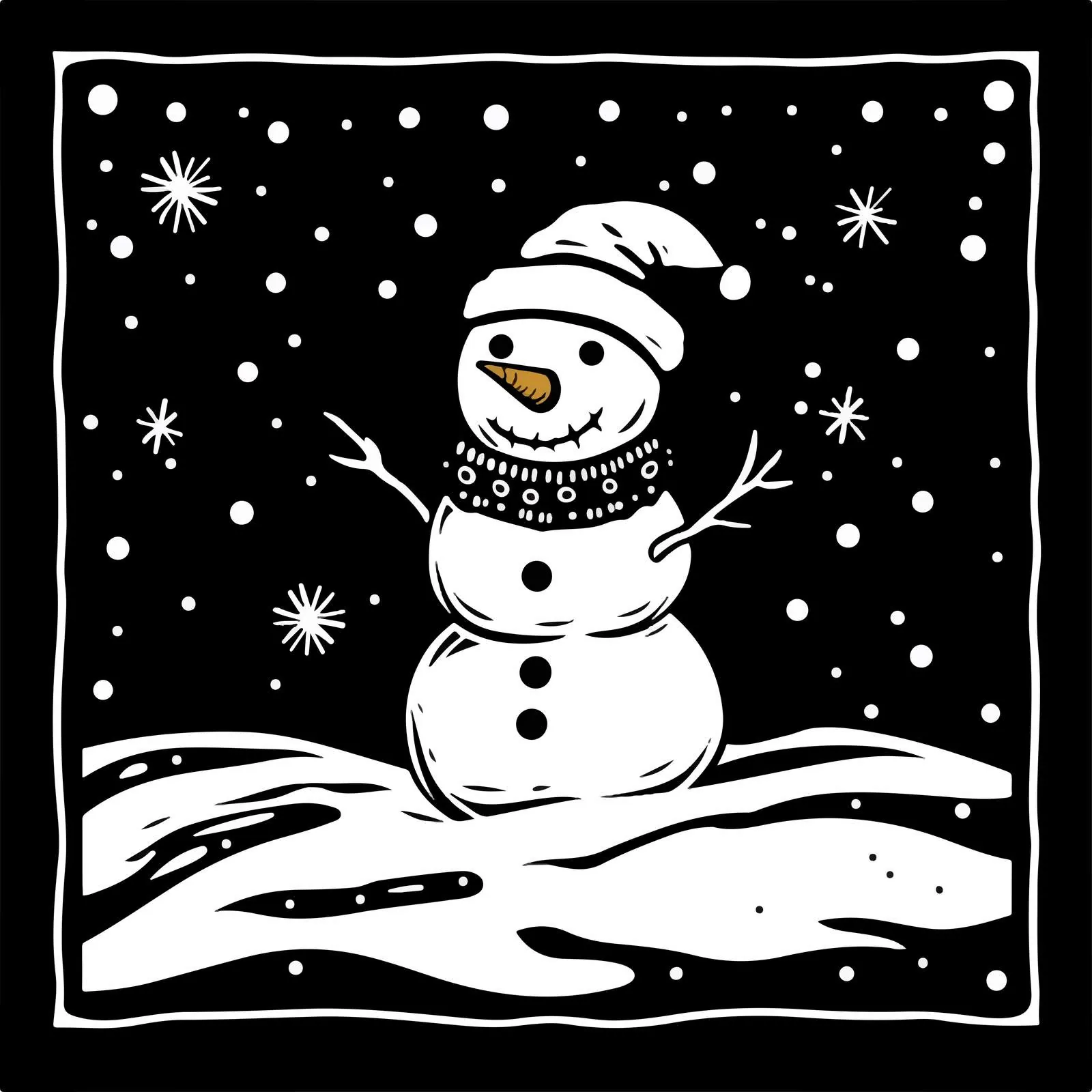 Snowman Vector Silhouette Illustration Art — free download from Dotvec