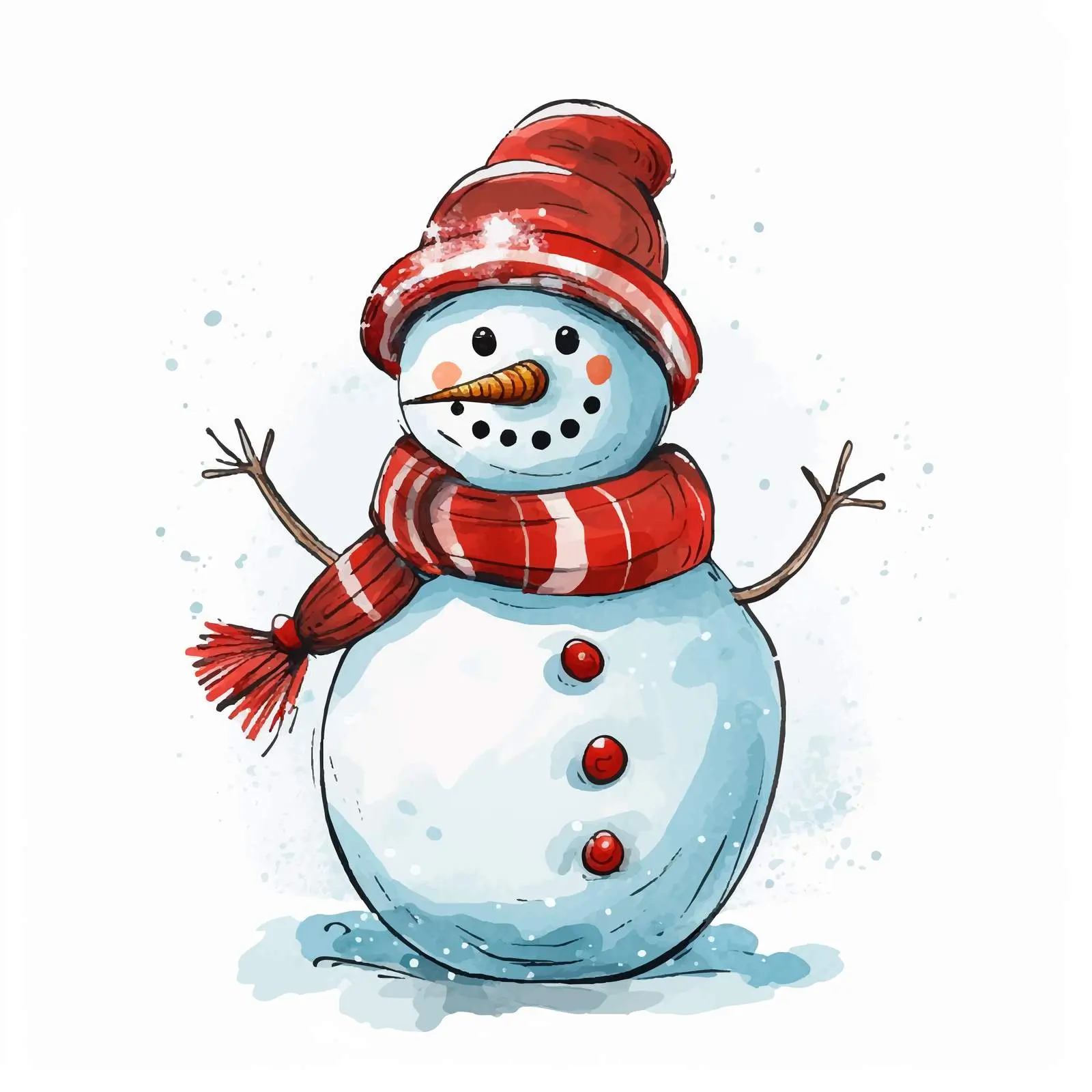 Cartoon Snowman with Falling Snow Vector — free download from Dotvec