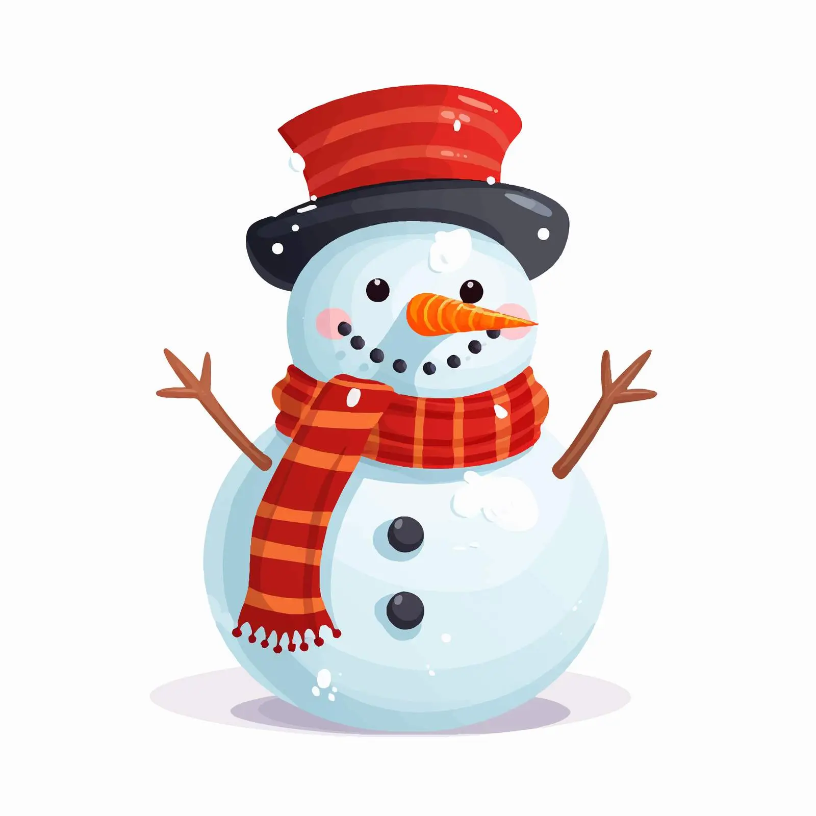 Cartoon Snowman with Falling Snow Vector — free download from Dotvec