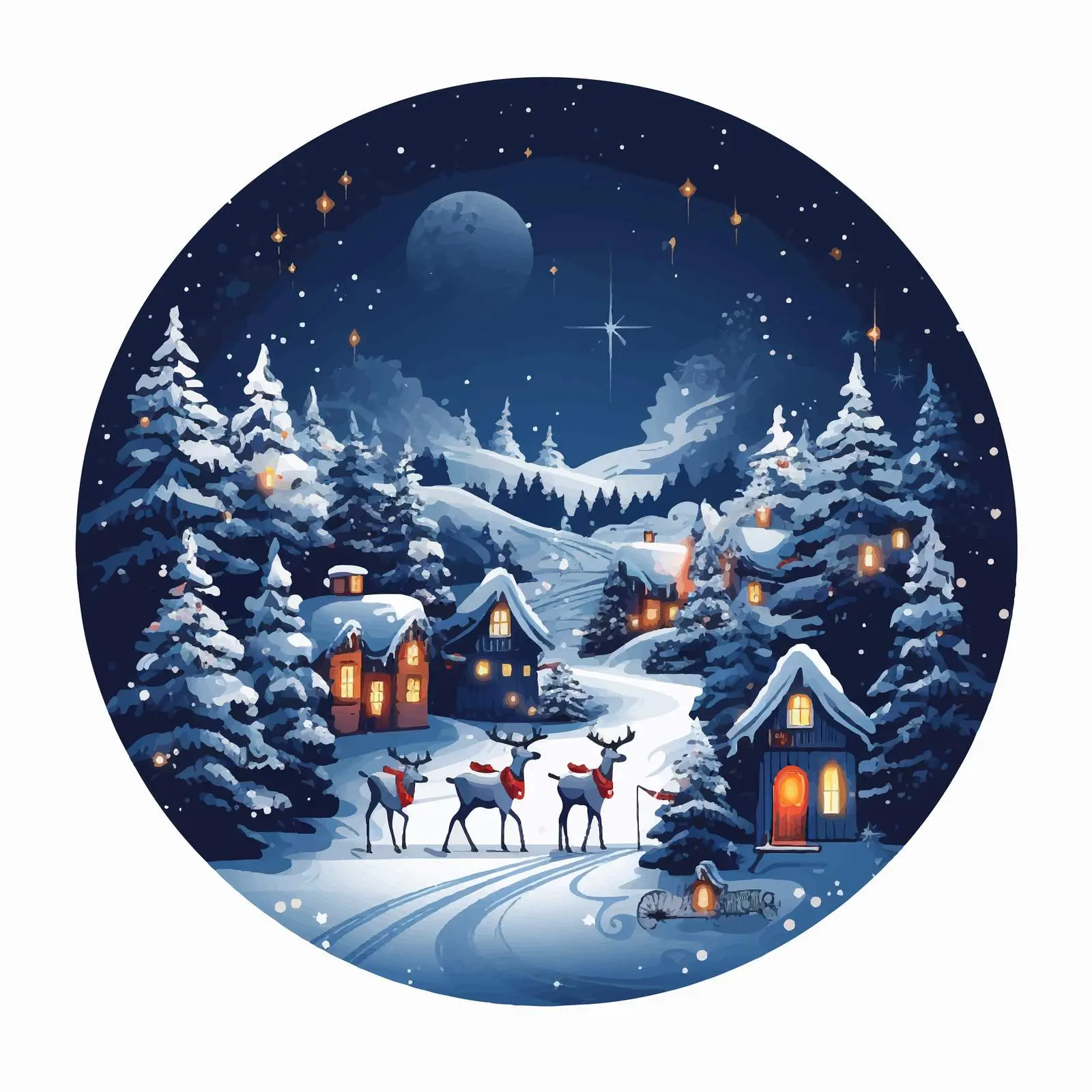 Santa Claus and Friends in Snowy Christmas Scene — free download from Dotvec